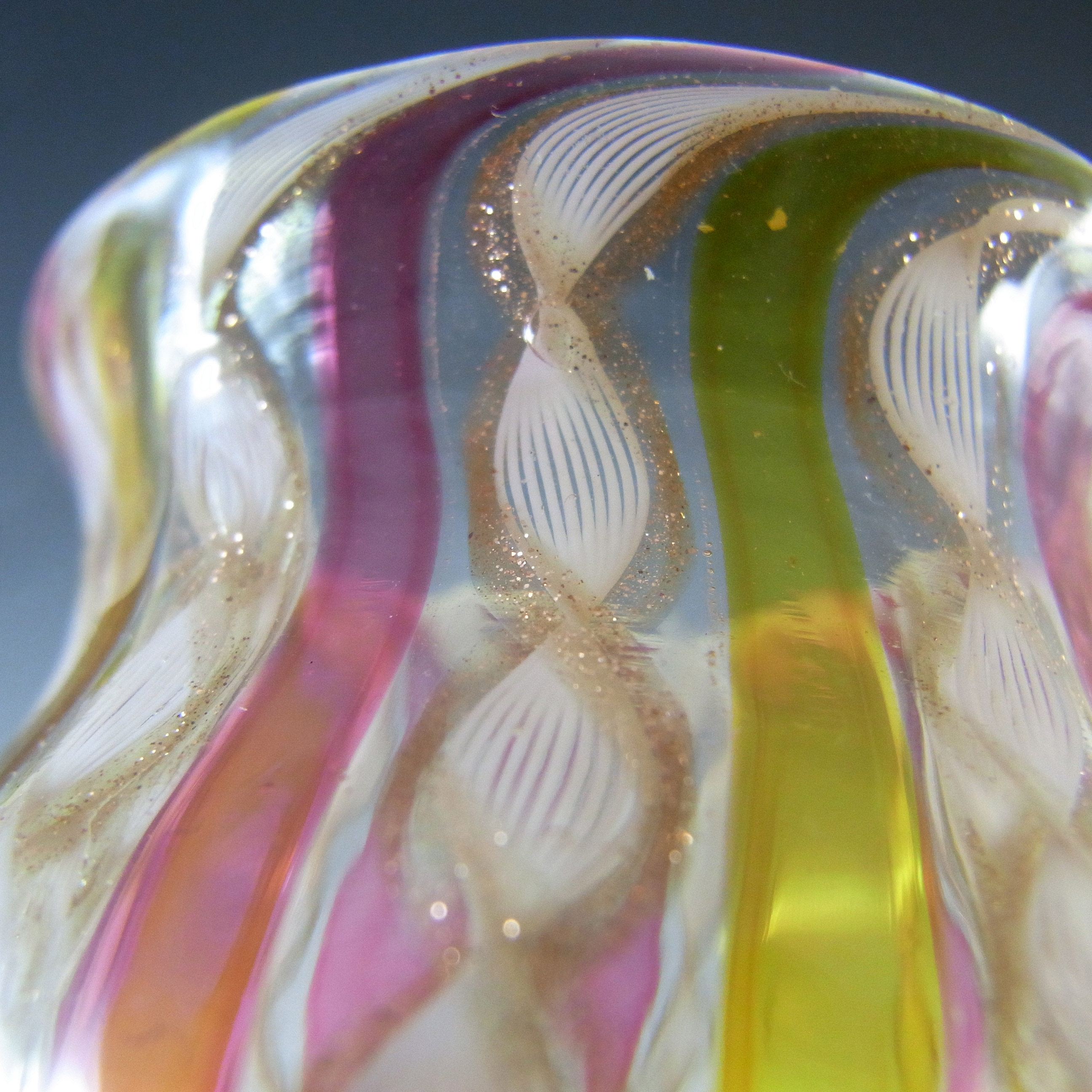 (image for) Salviati Murano Zanfirico & Copper Aventurine Glass Vase - Click Image to Close