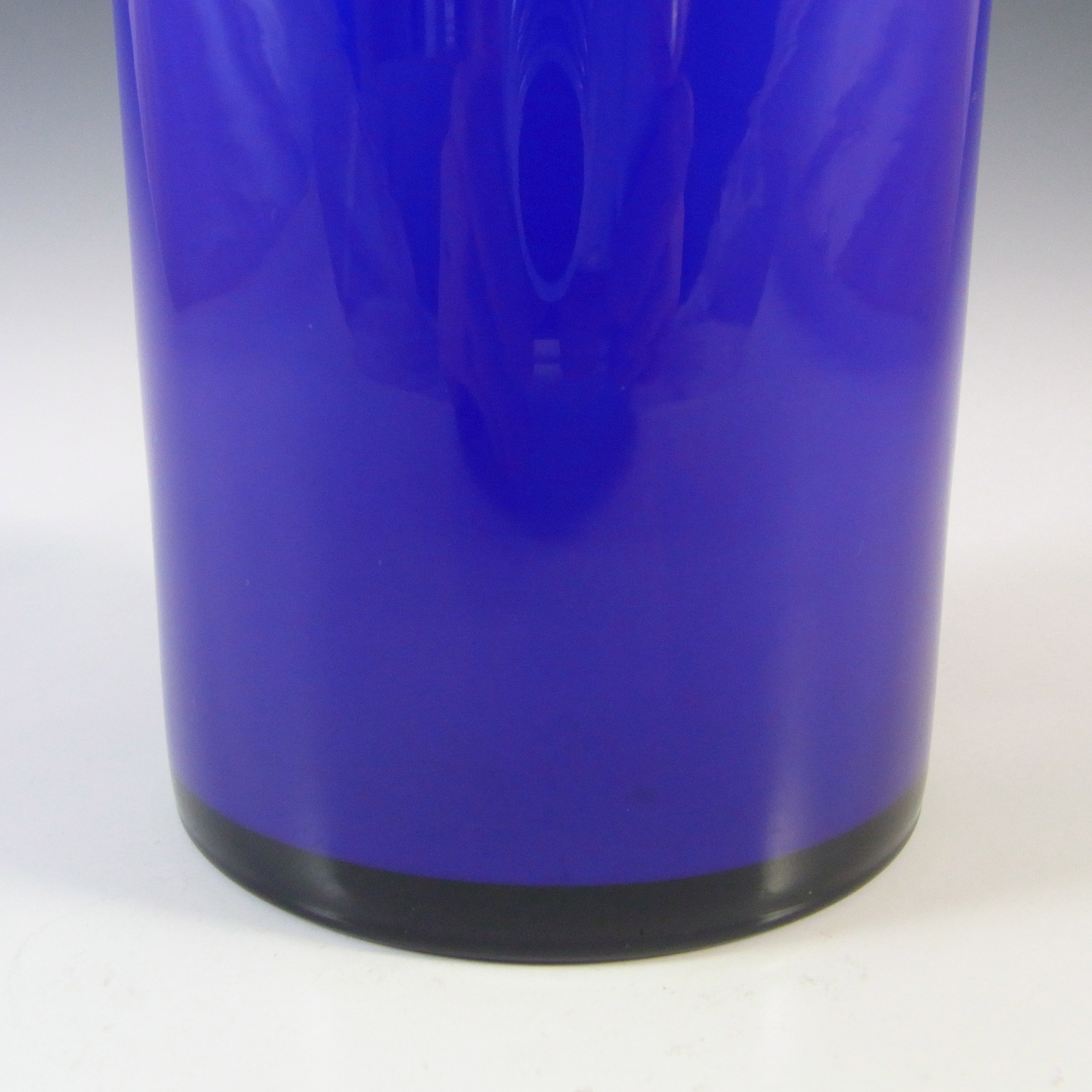 (image for) Lindshammar Vintage Swedish Blue Cased Hooped Glass Vase - Click Image to Close