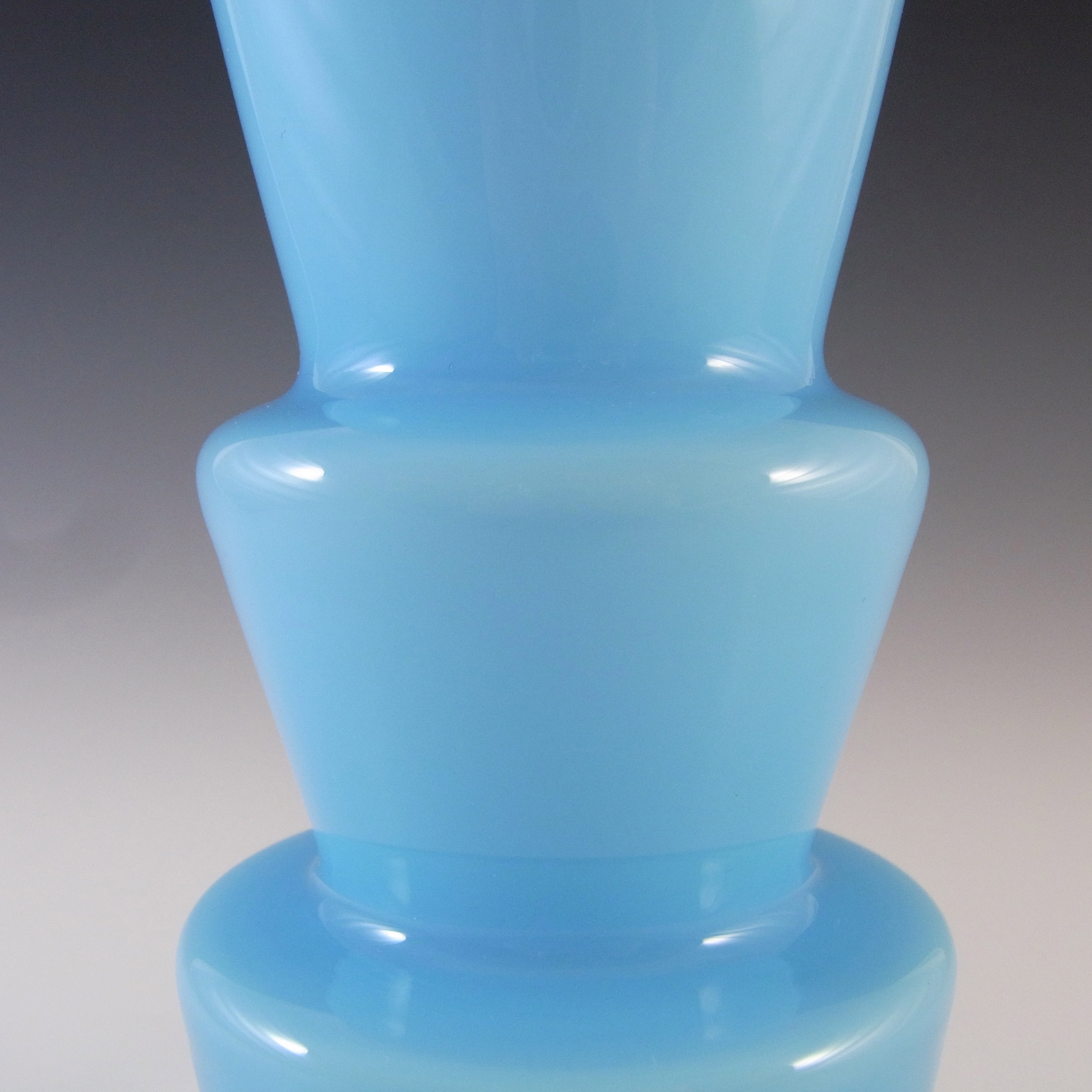 LABELLED Alsterbro Swedish Blue Cased Hooped Glass Vase - Click Image to Close