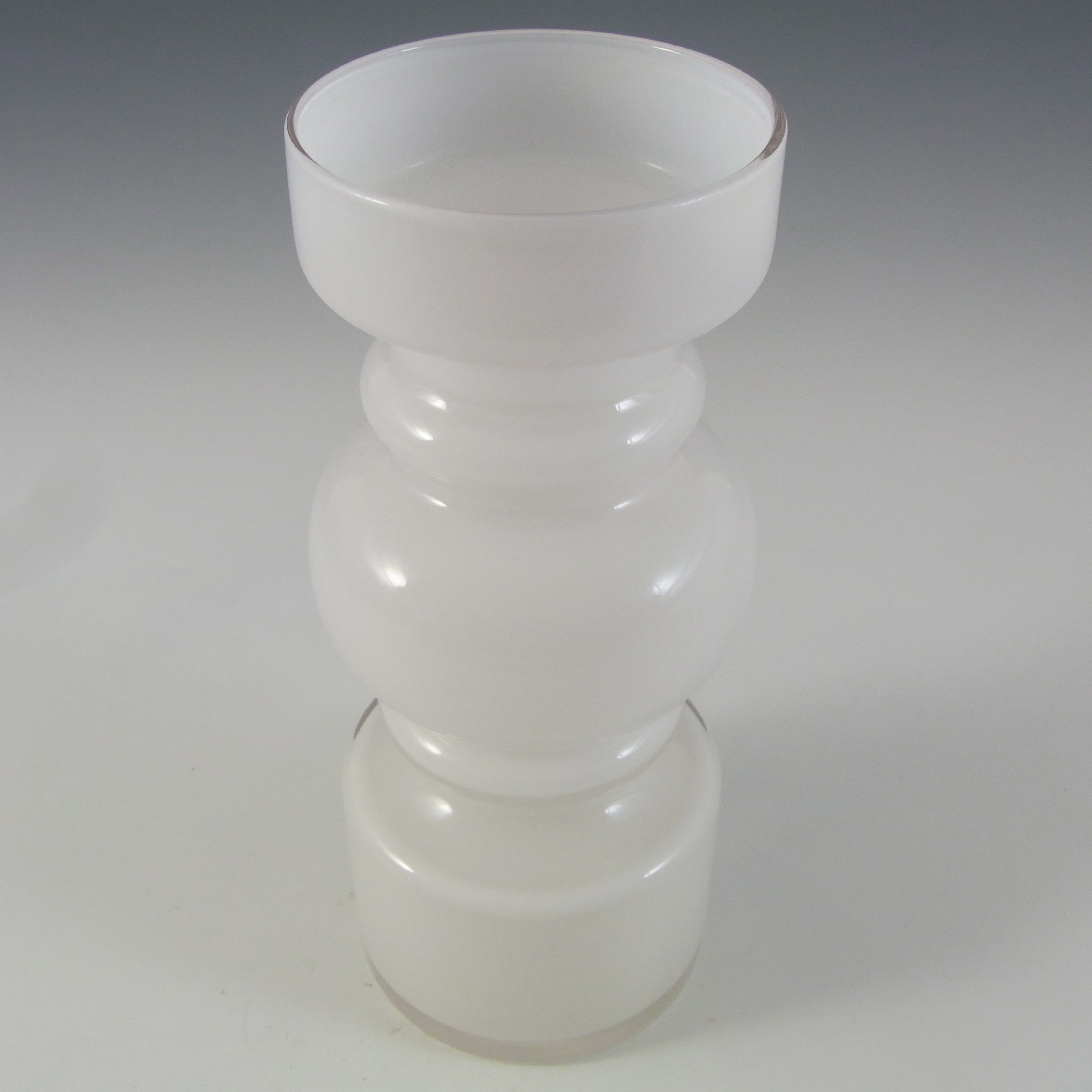 (image for) Lindshammar 1970's Swedish White Hooped Glass Vase - Click Image to Close