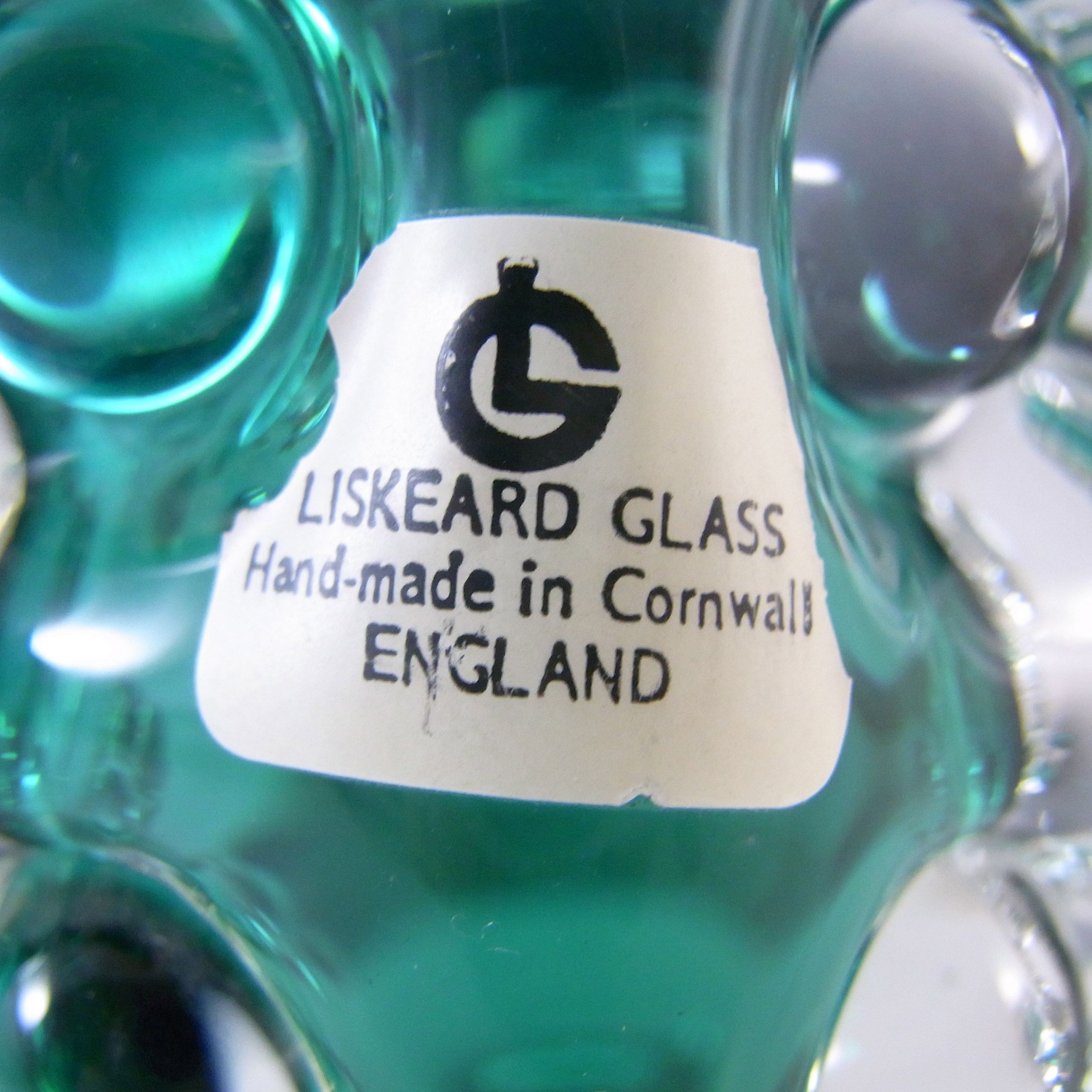 (image for) LABELLED Liskeard Green Glass "Knobbly" Vase by Jim Dyer - Click Image to Close