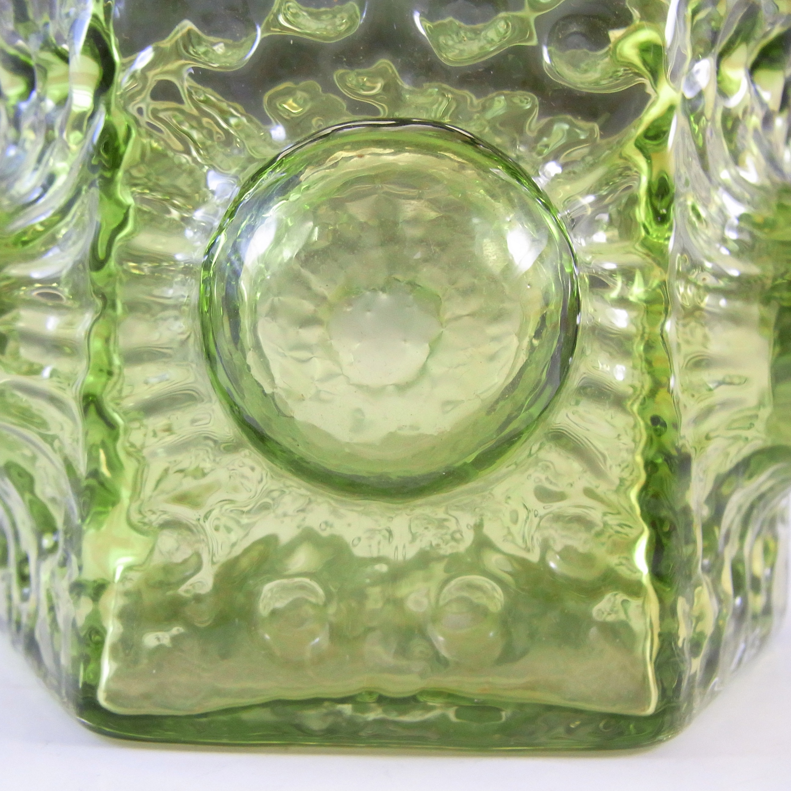 Sea Glasbruk Swedish Textured Green Glass Vase by Rune Strand - Click Image to Close