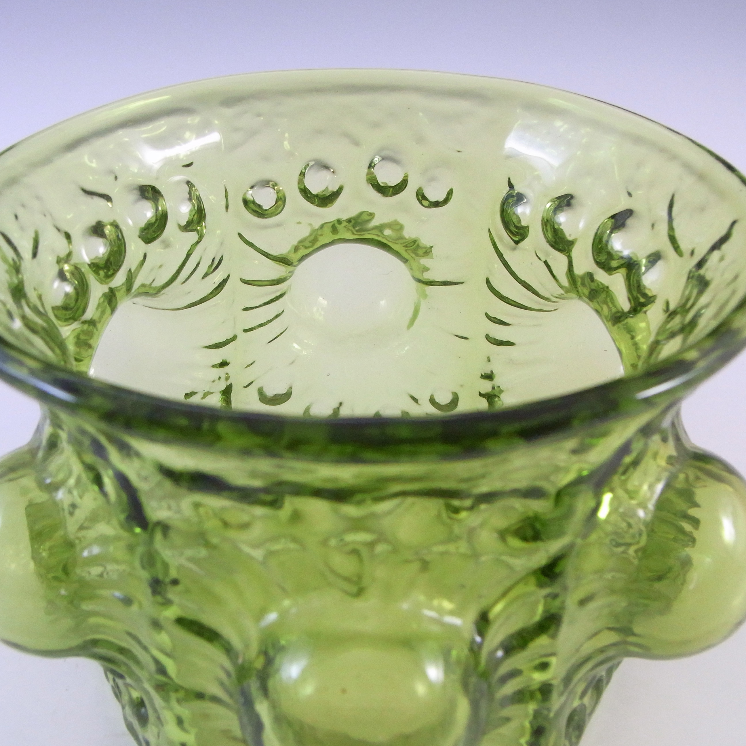 (image for) Sea Glasbruk Swedish Textured Green Glass Vase by Rune Strand - Click Image to Close