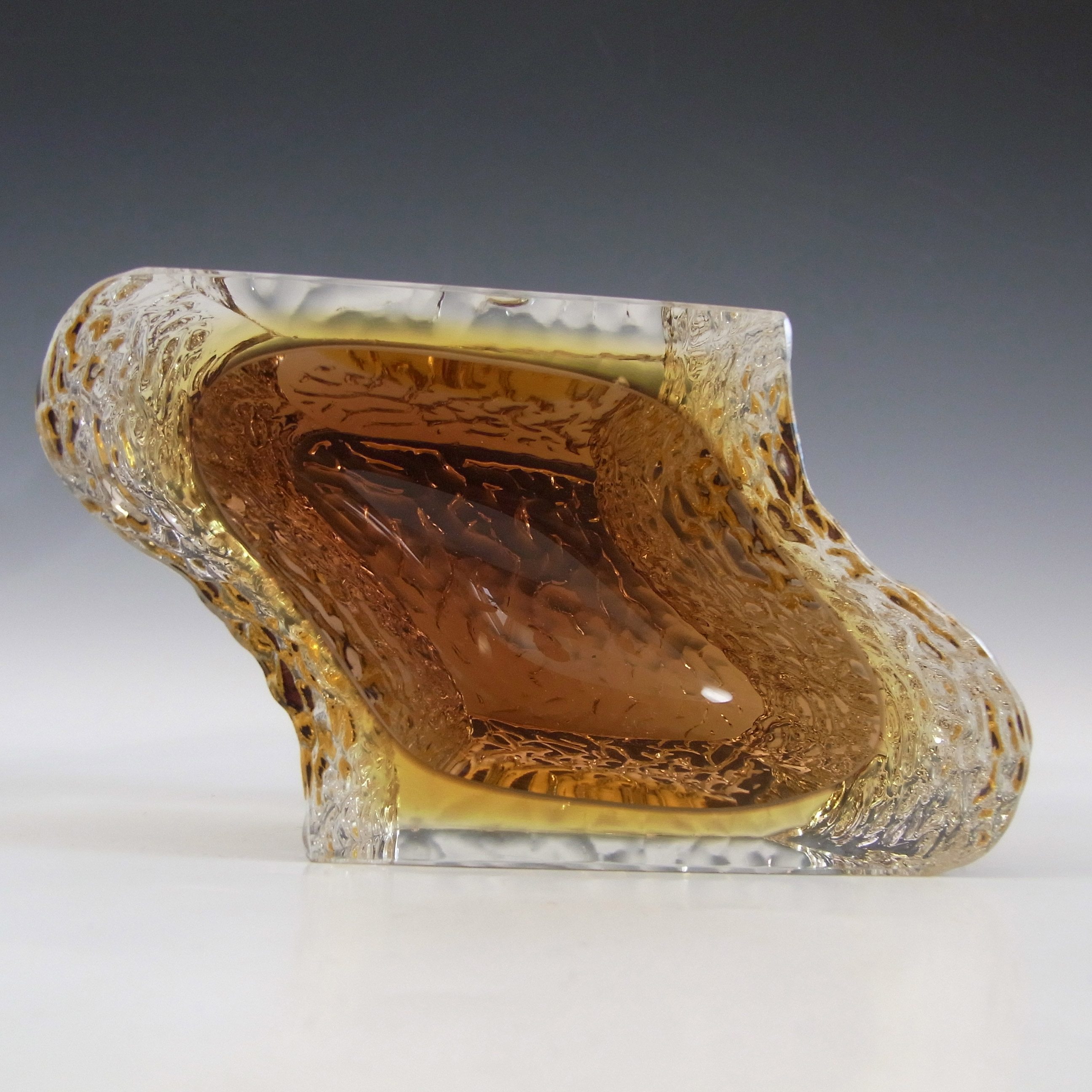 (image for) Mandruzzato Murano Faceted Brown & Amber Sommerso Glass Bowl - Click Image to Close
