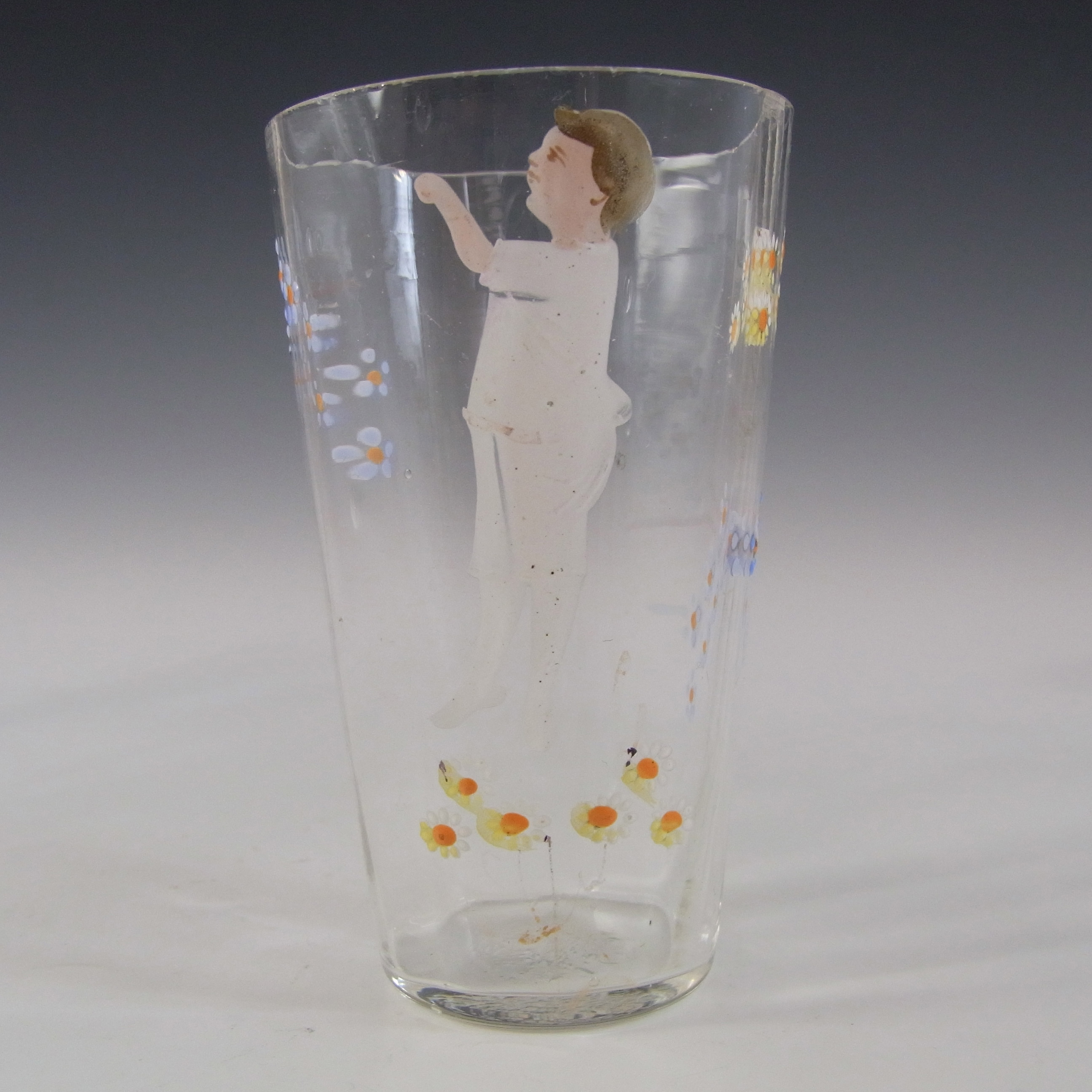 (image for) Mary Gregory Pair of Victorian Hand Enamelled Glass Tumblers - Click Image to Close