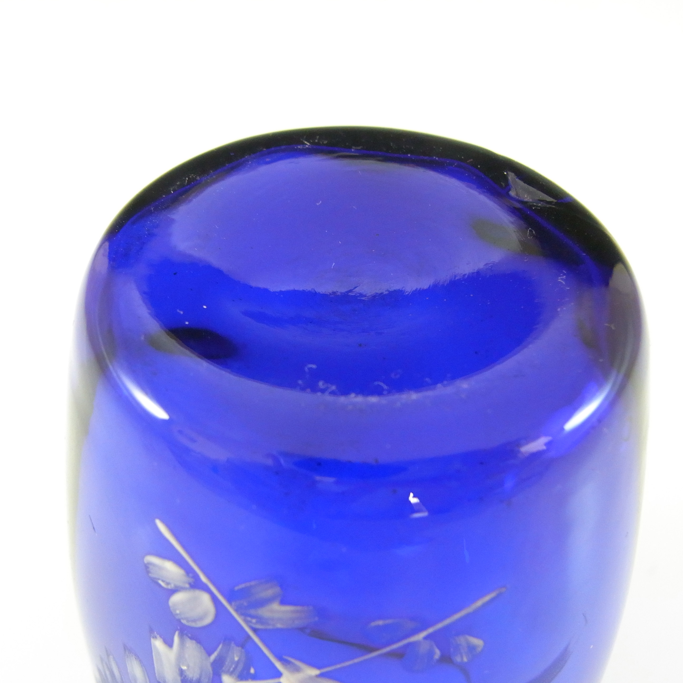 Mary Gregory Victorian Hand Enamelled Blue Glass Vase - Click Image to Close