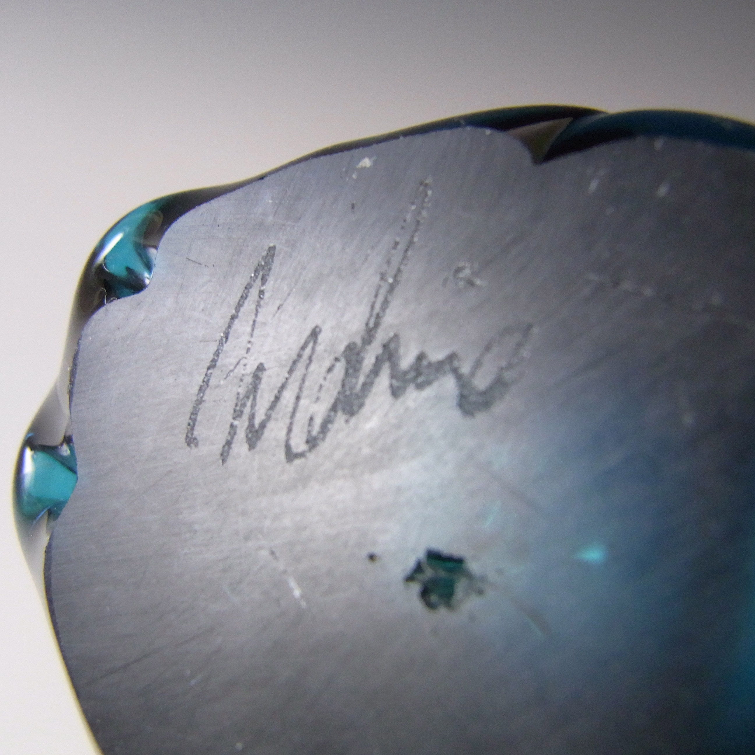 (image for) Mdina Maltese Turquoise Blue Vintage Glass Elephant - SIGNED - Click Image to Close