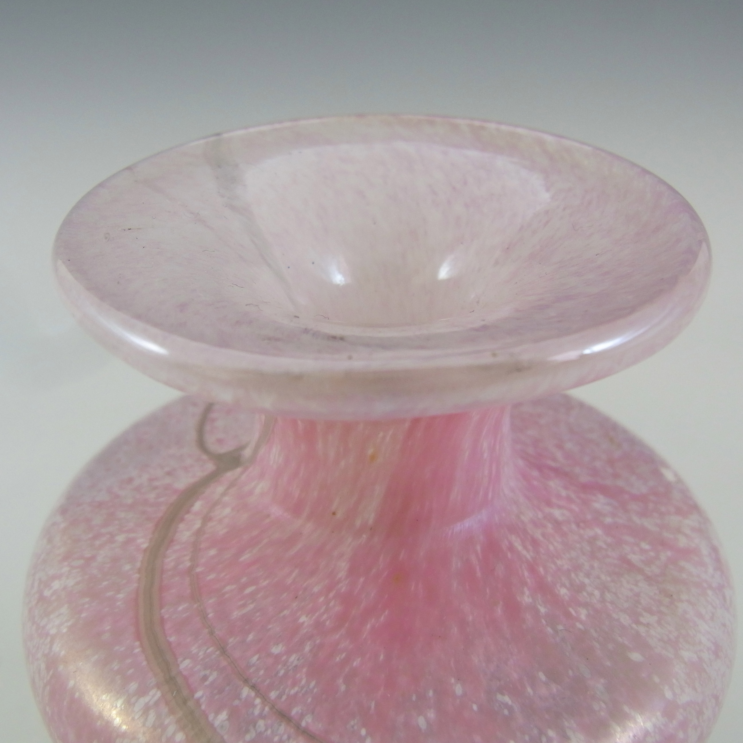 (image for) Mdina Grey + Pink Maltese Vintage Glass Vase - Signed - Click Image to Close