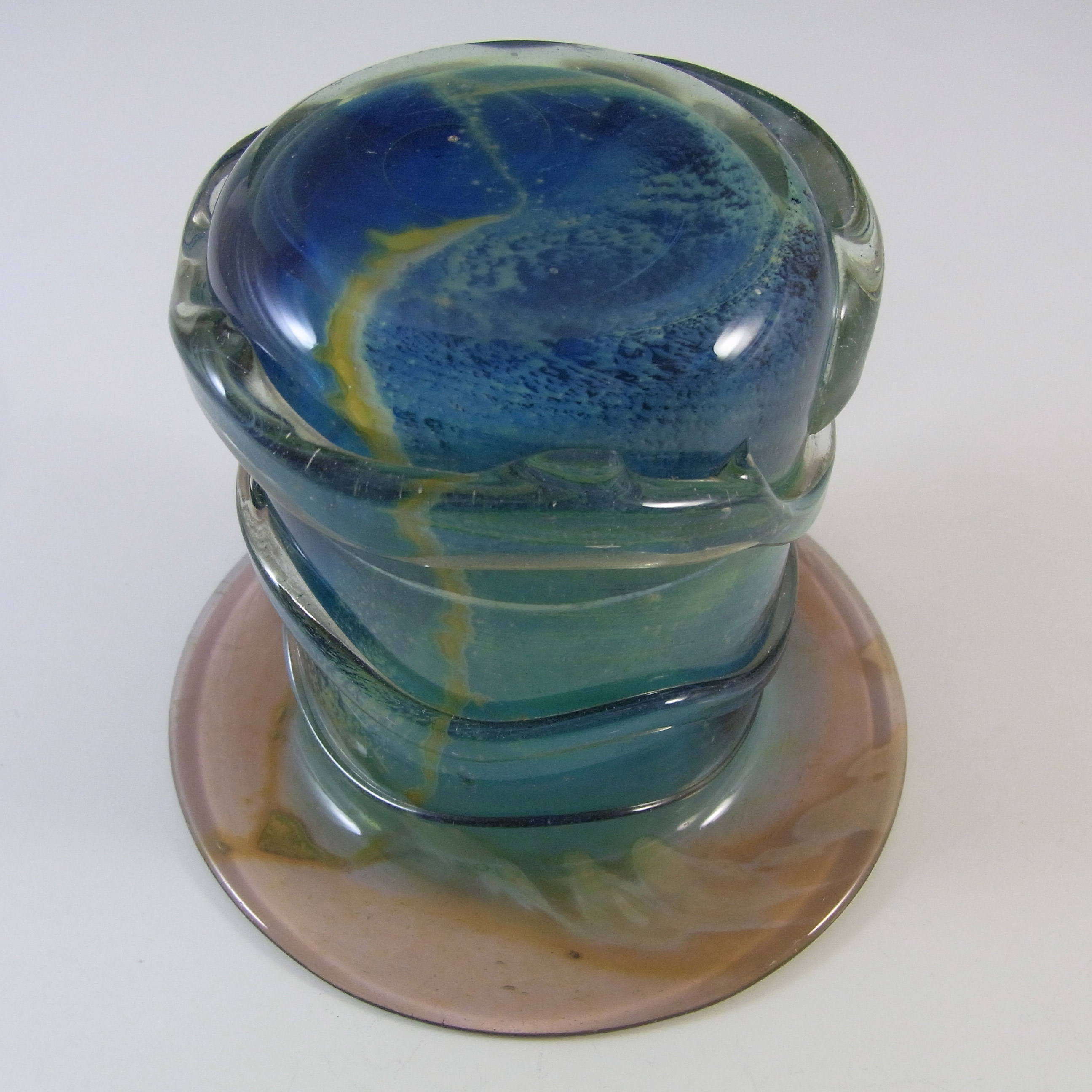 Mdina Maltese Purple & Blue Glass Vintage 'Top Hat' Vase - Click Image to Close