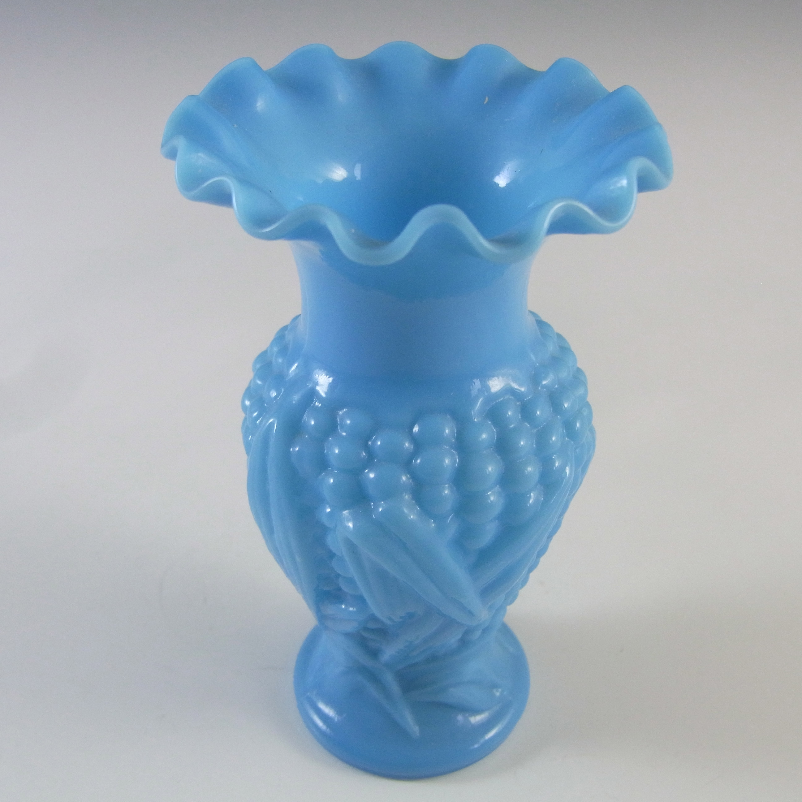 (image for) Sars-Poteries Victorian Blue Milk Glass 'Corn' Vase - Click Image to Close