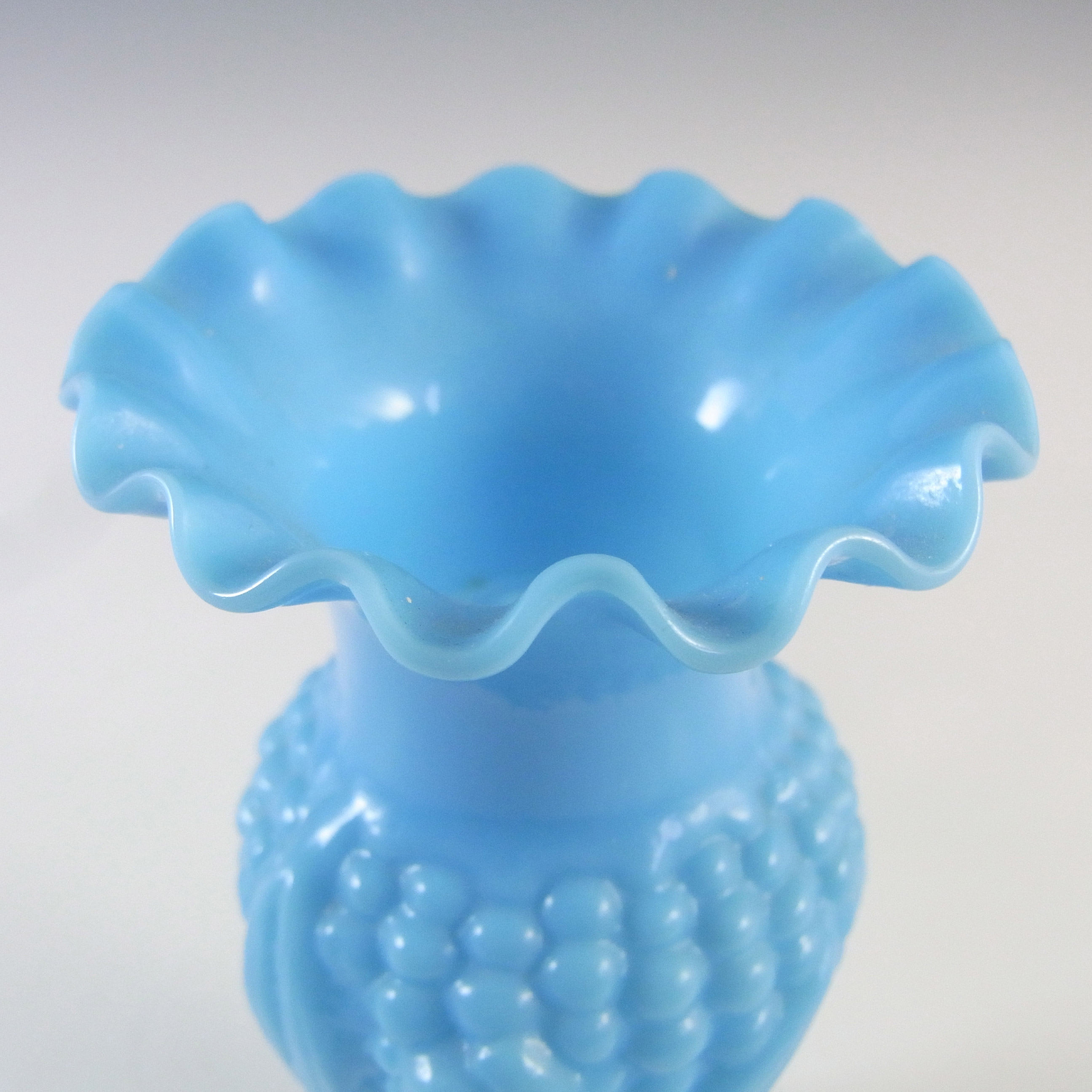 (image for) Sars-Poteries Victorian Blue Milk Glass 'Corn' Vase - Click Image to Close