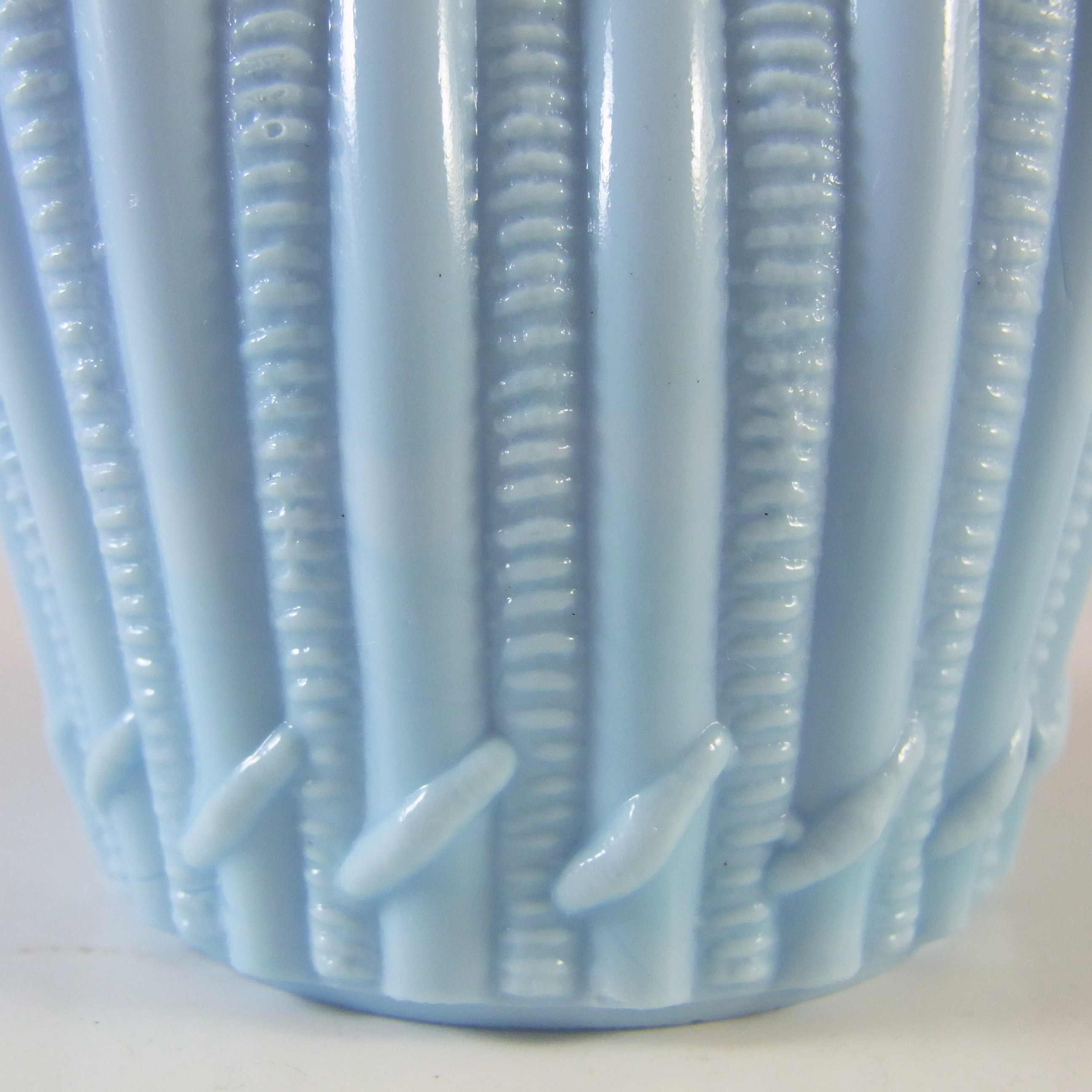 Victorian Blue Milk Glass Vitro-Porcelain Vintage Basket Bowl - Click Image to Close