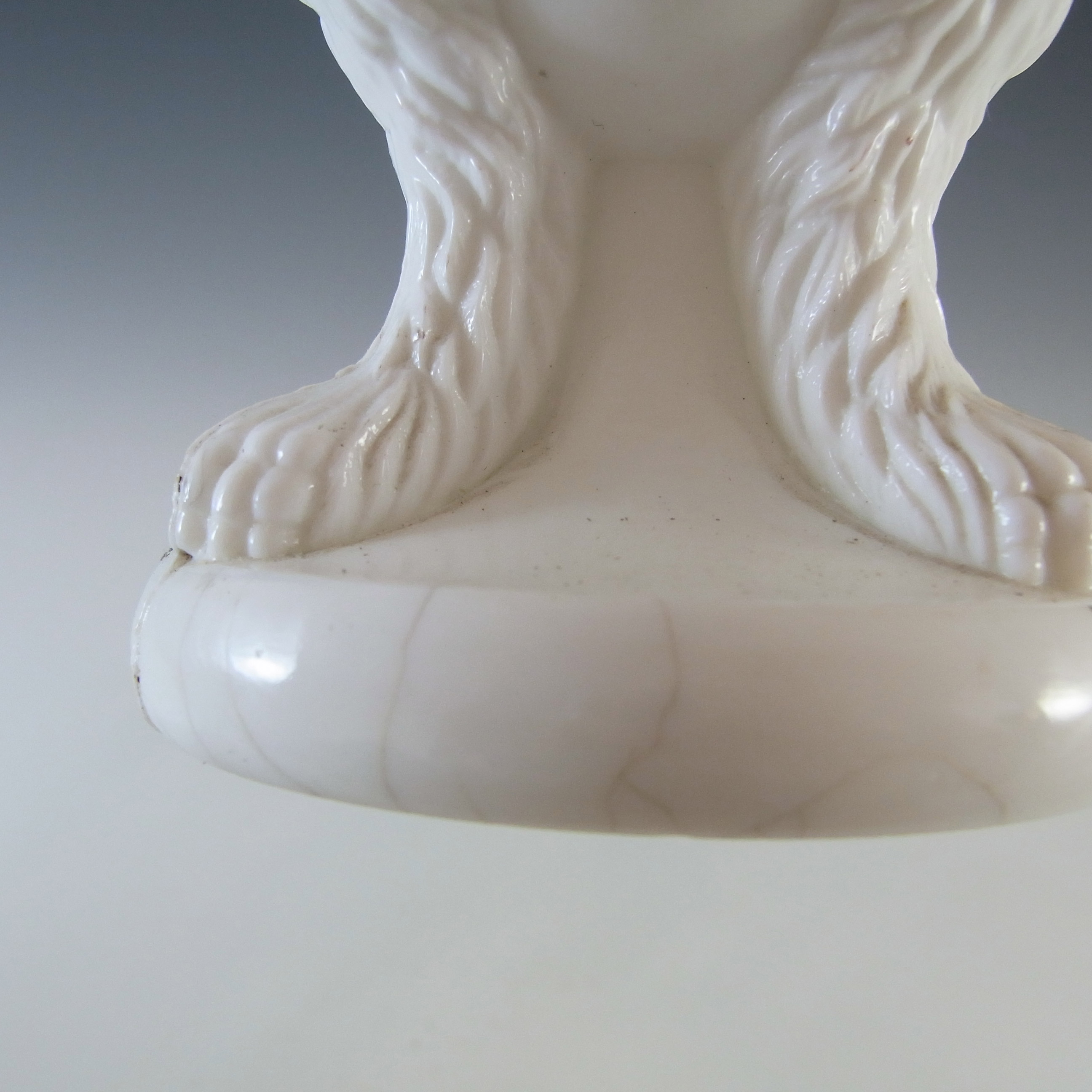 (image for) Edward Moore Pair of Victorian White Milk Glass Griffins Vases - Click Image to Close