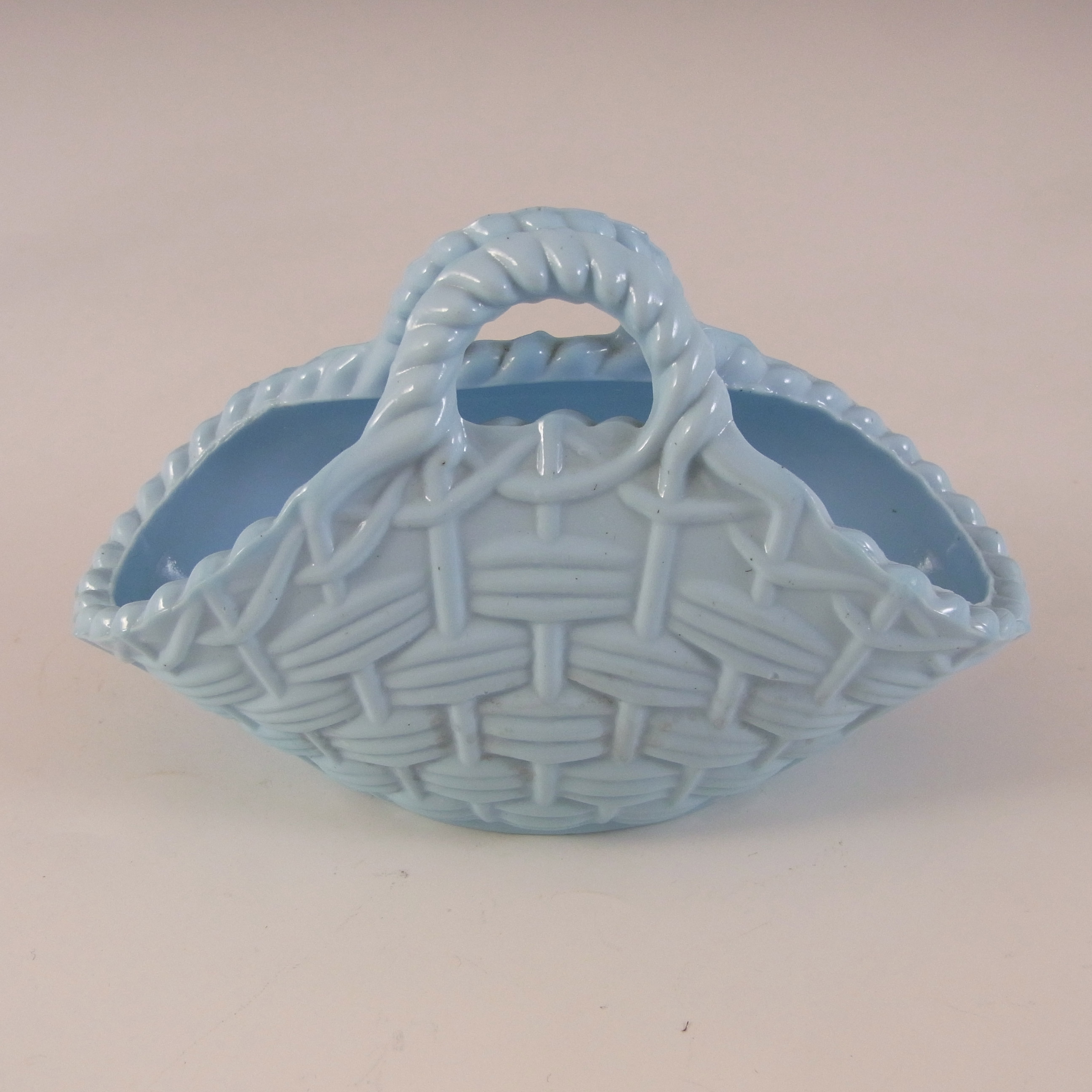 Sowerby #1157 Victorian Blue Milk / Vitro-Porcelain Glass Basket Bowl - Click Image to Close