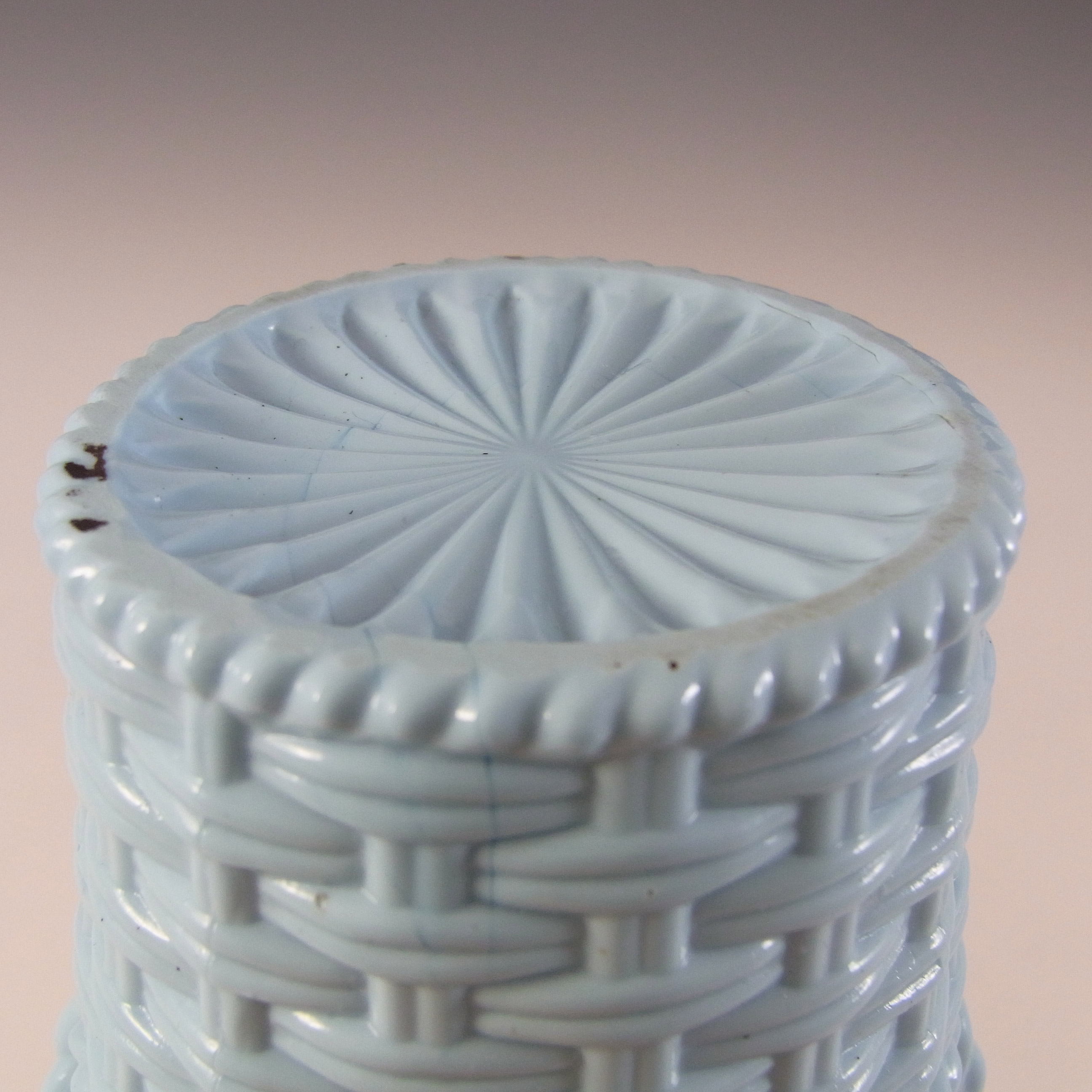 MARKED Sowerby Victorian Blue Milk Glass Basket Bowl #1102 - Click Image to Close