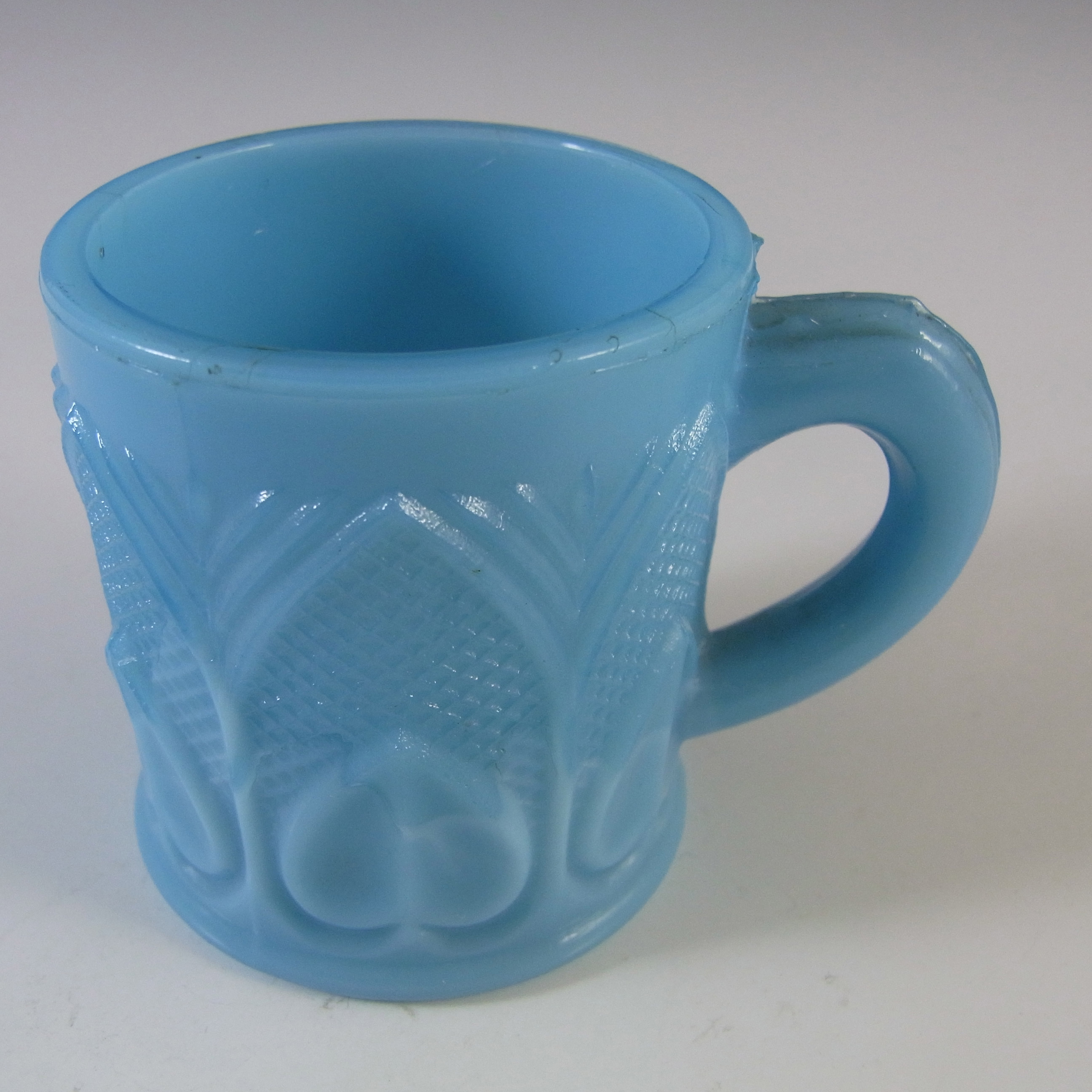 (image for) Schmid Verreries French Victorian Blue Milk Glass Mustard Pot - Click Image to Close
