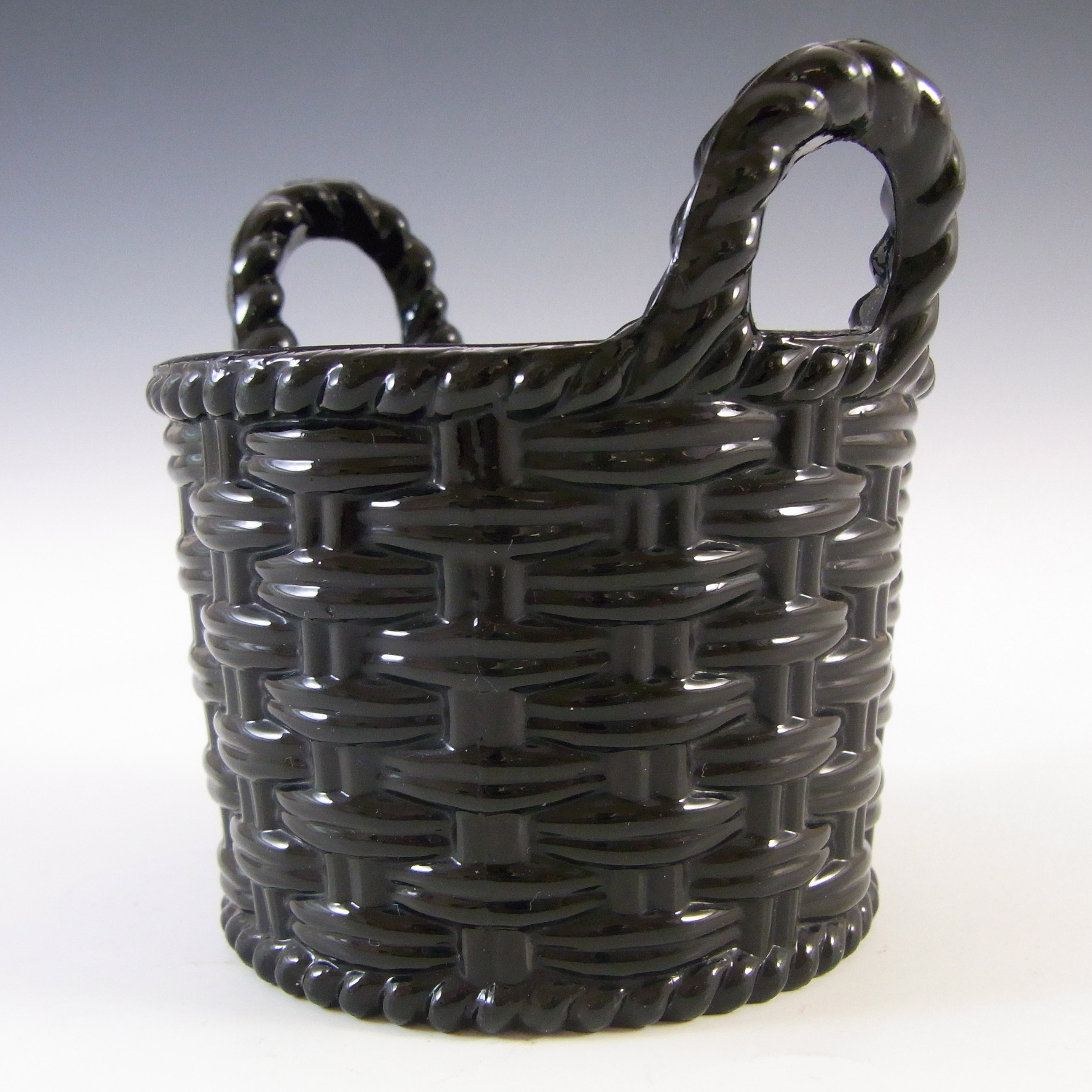 Sowerby #1102 Victorian Black Milk Glass Basket Bowl - Marked - Click Image to Close