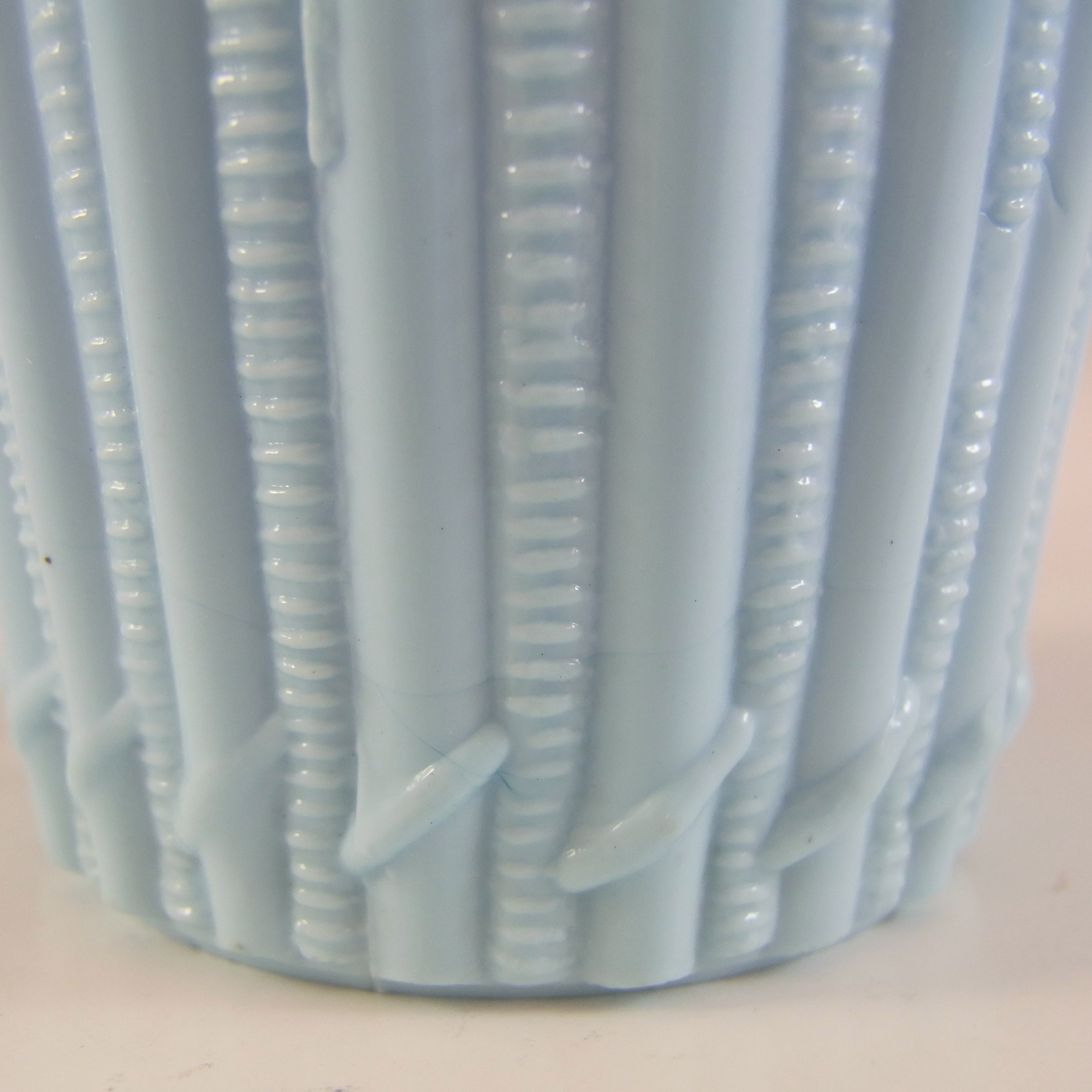 Victorian Blue Vitro-Porcelain / Milk Glass Antique Basket Bowl - Click Image to Close