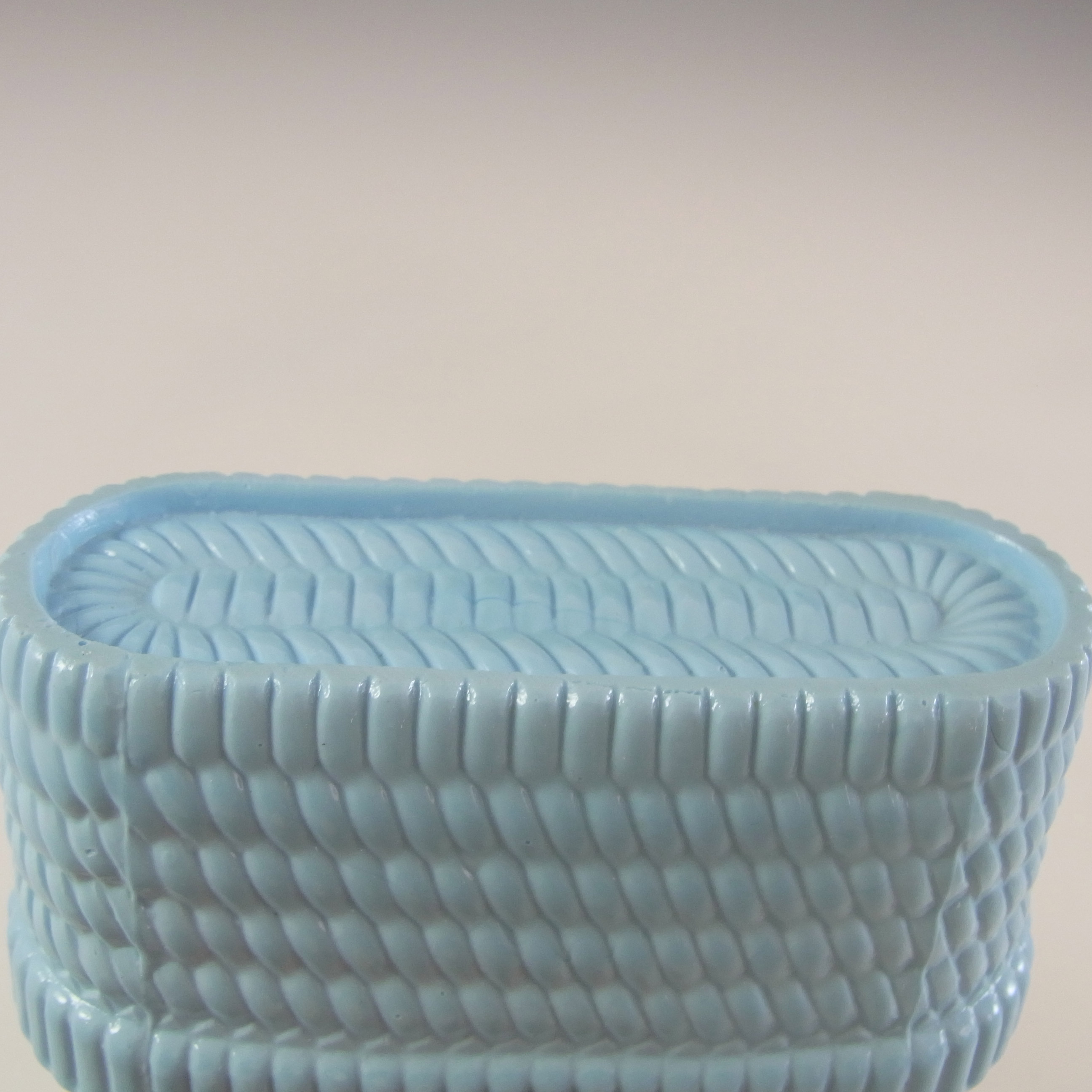 Sowerby #1192½ Victorian Blue Milk Glass Antique Basket Bowl - Click Image to Close