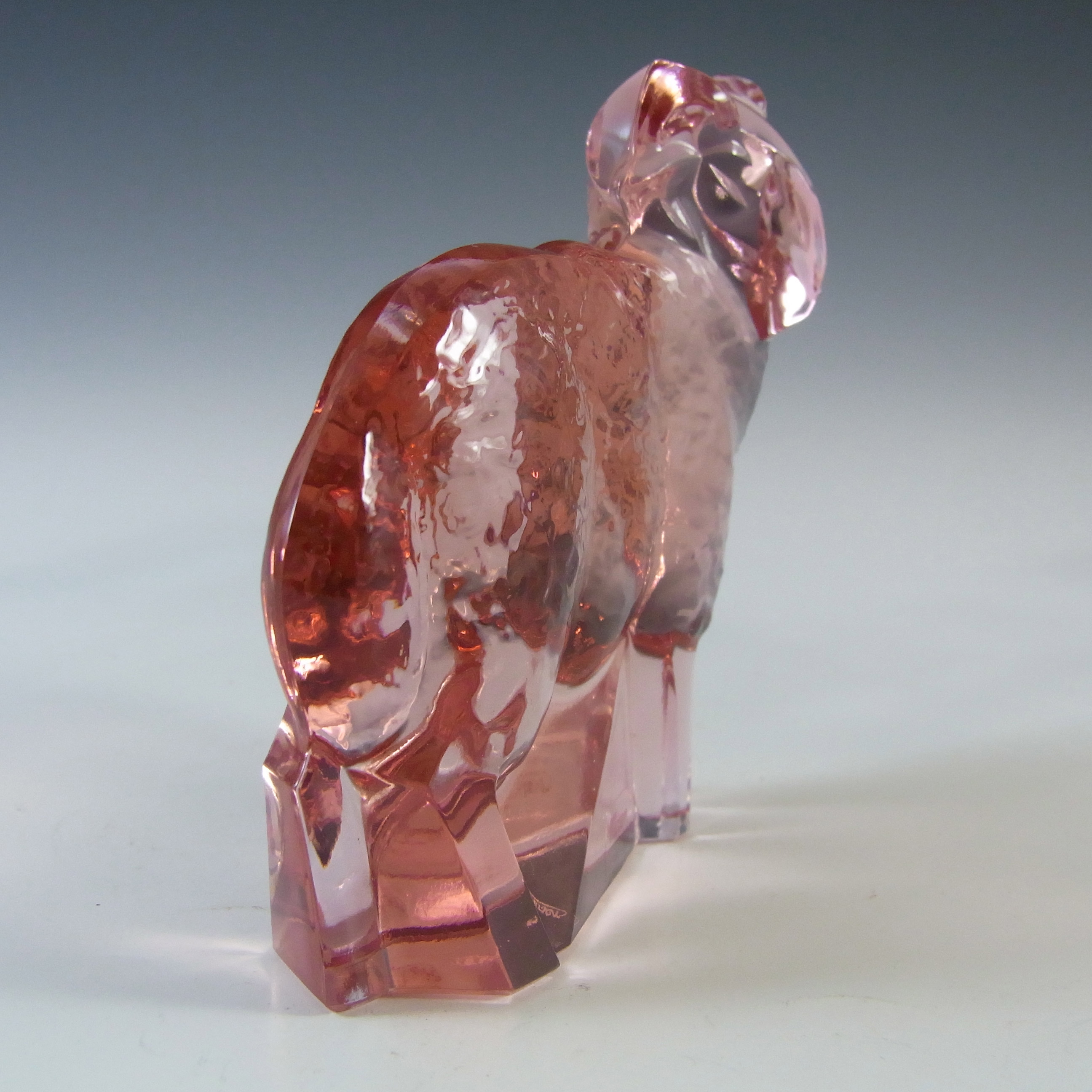 (image for) Moser Czech Pink Glass Lamb by Jaroslav Stursa - Marked - Click Image to Close