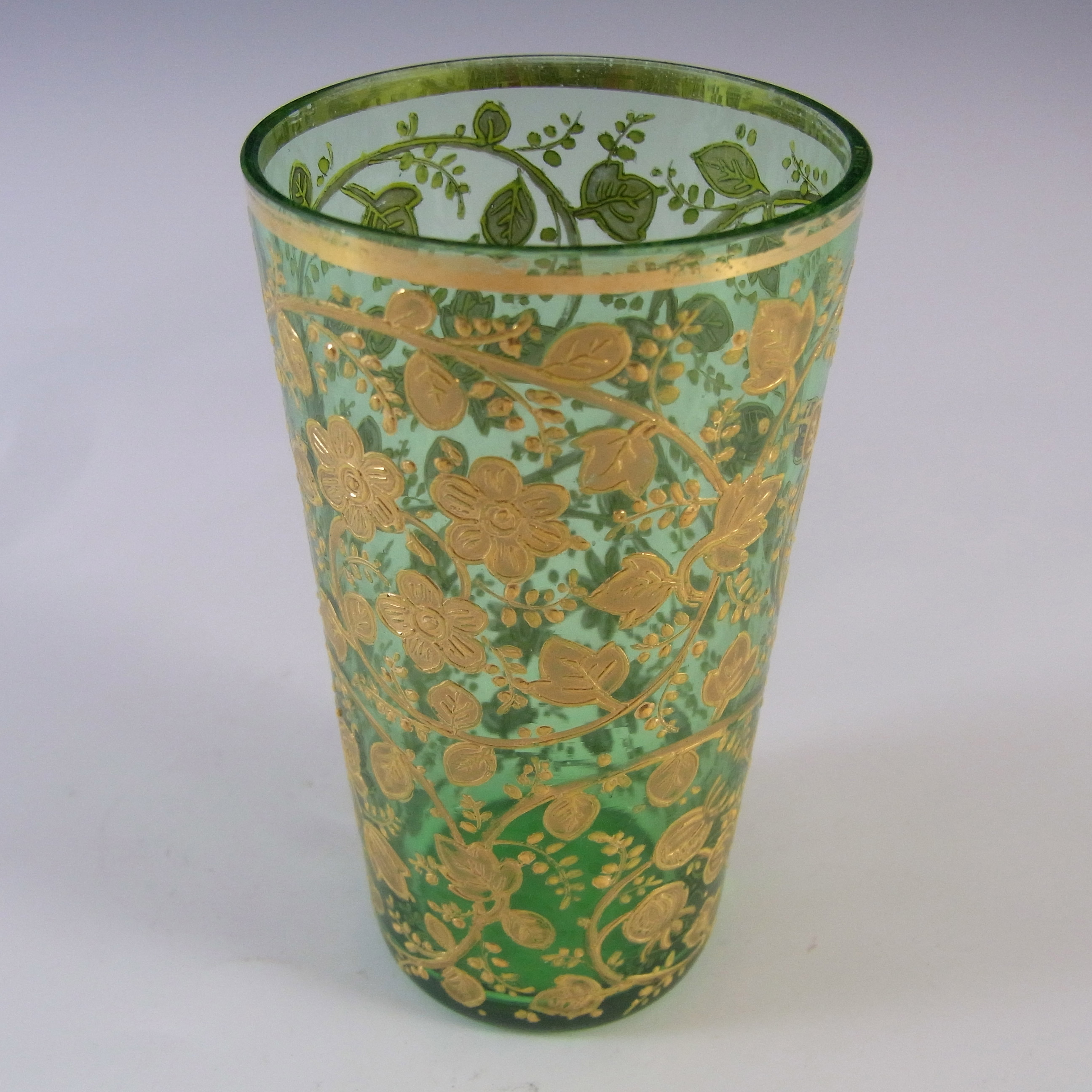 (image for) Moser Bohemian Hand Enamelled Green Glass Juice Tumbler - Click Image to Close