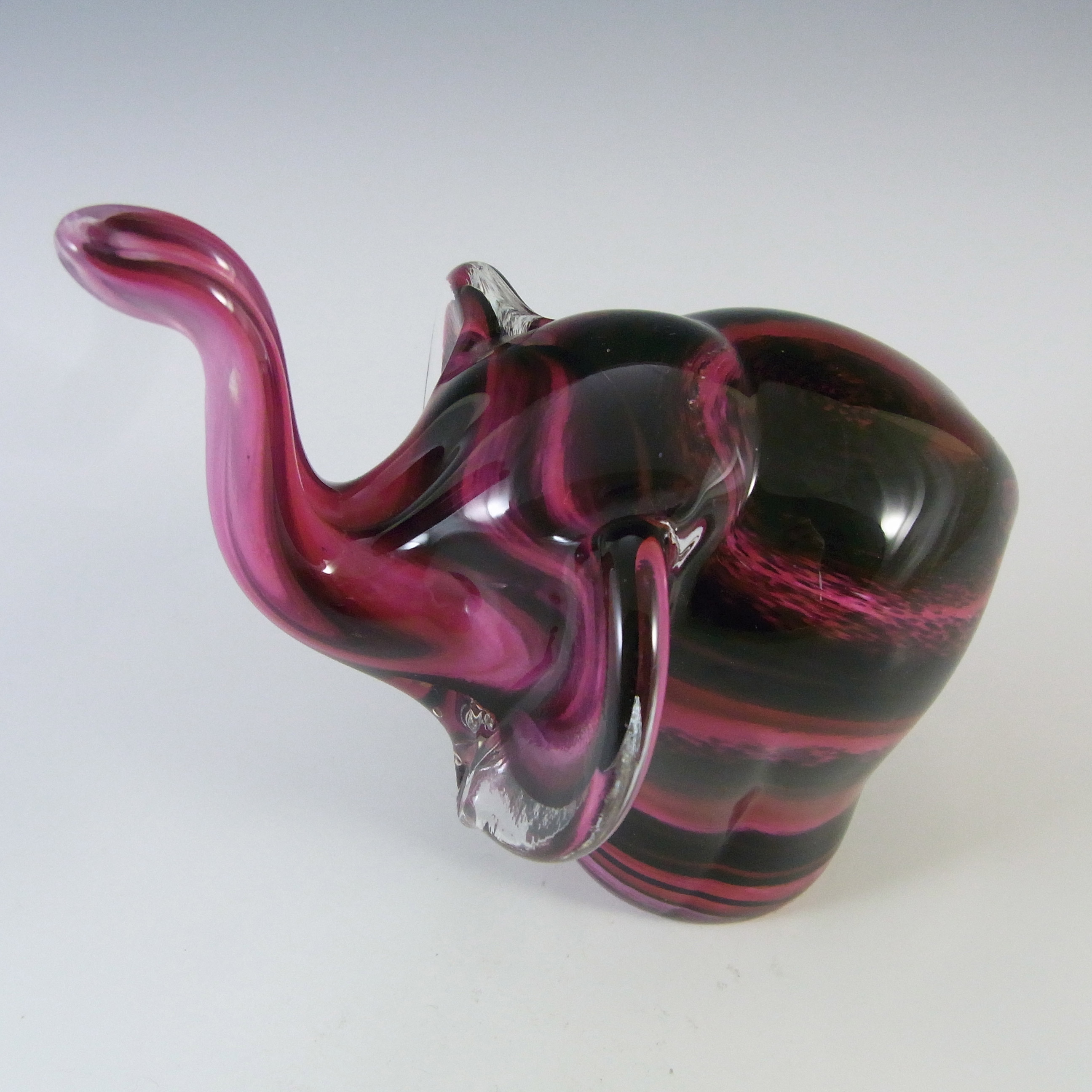 (image for) SIGNED Mtarfa Maltese Vintage Pink Glass Elephant Paperweight - Click Image to Close