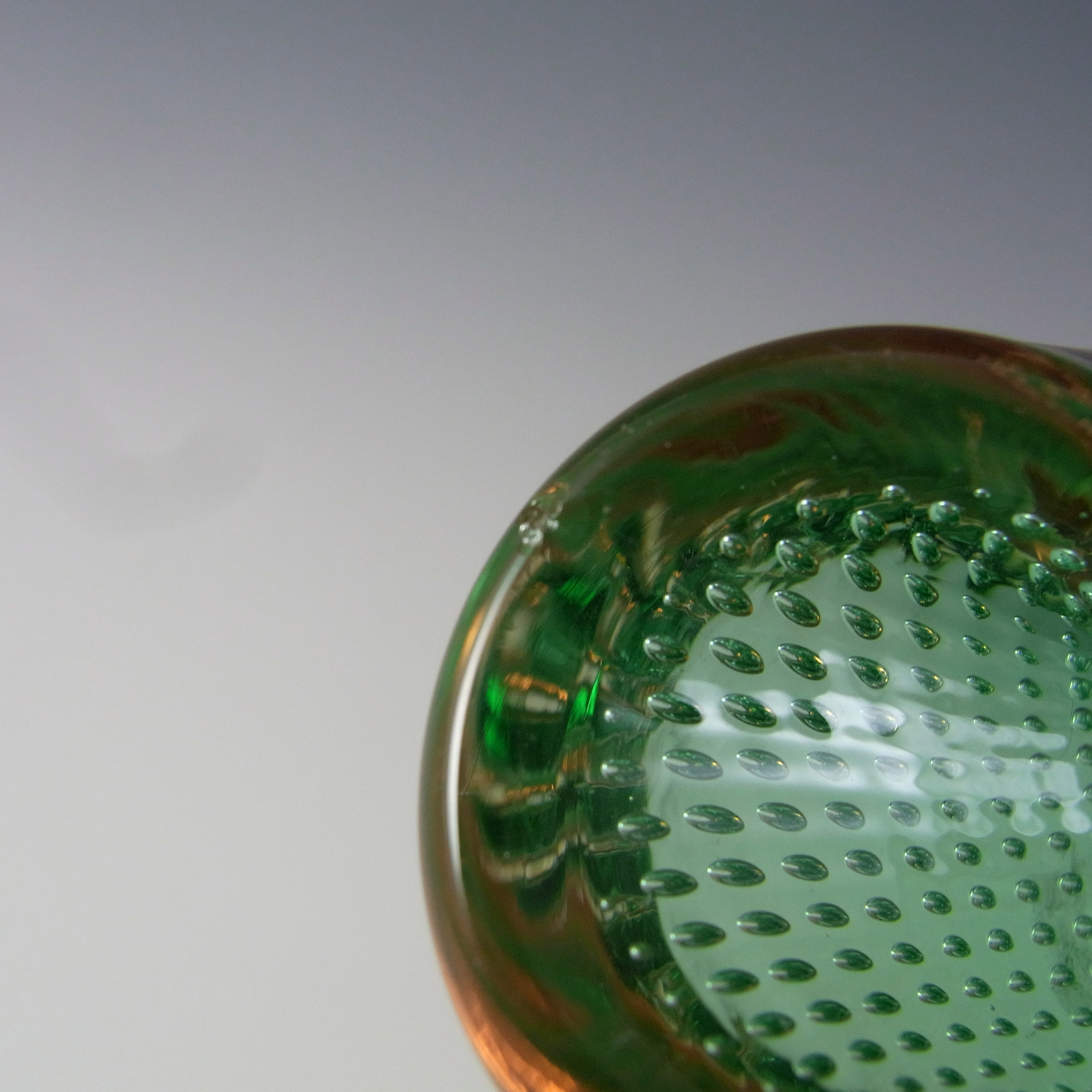 Ferro Italarts Murano Amber & Green Glass Bullicante Bowl - Click Image to Close