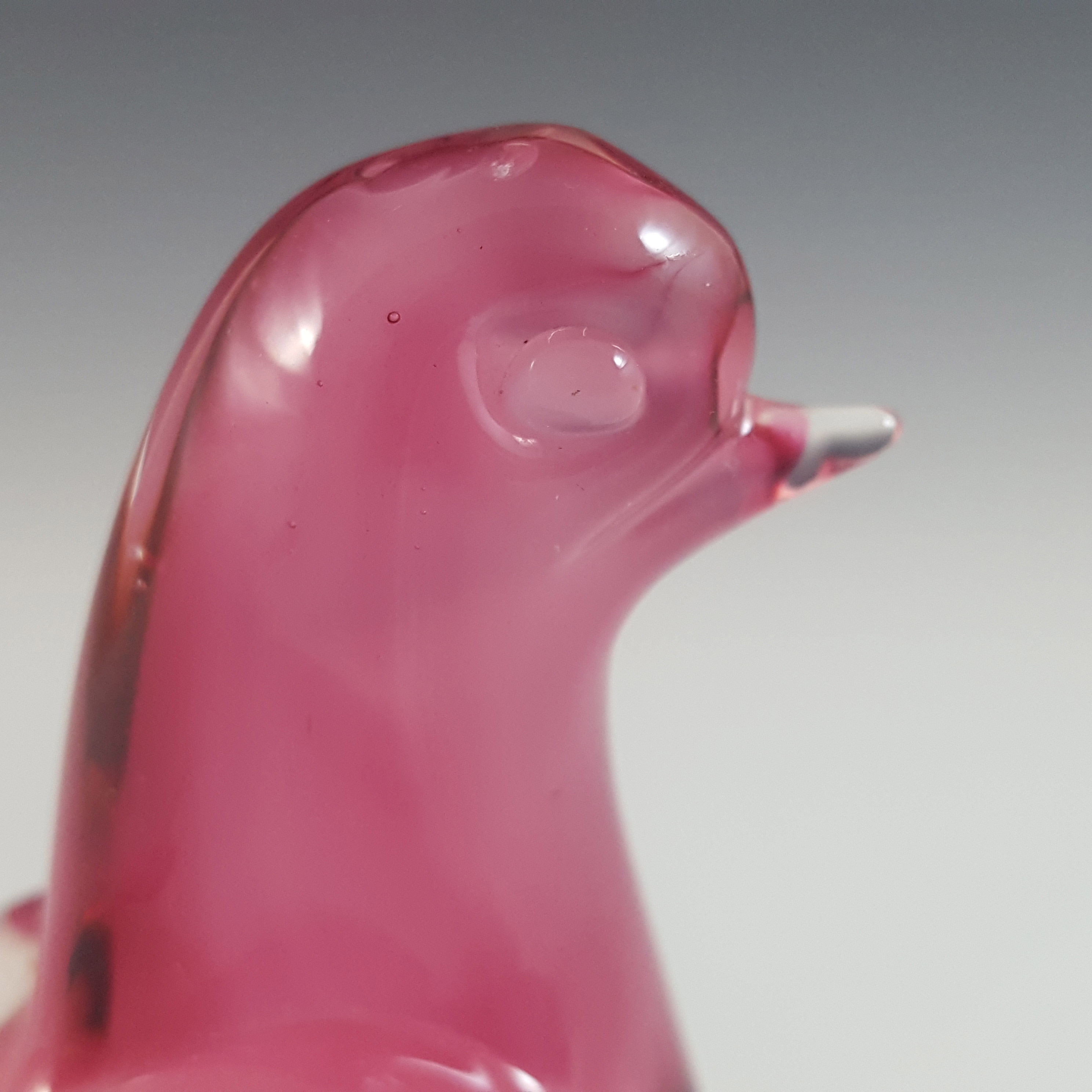 Murano / Venetian Pink Vintage Cased Glass Bird Sculpture - Click Image to Close