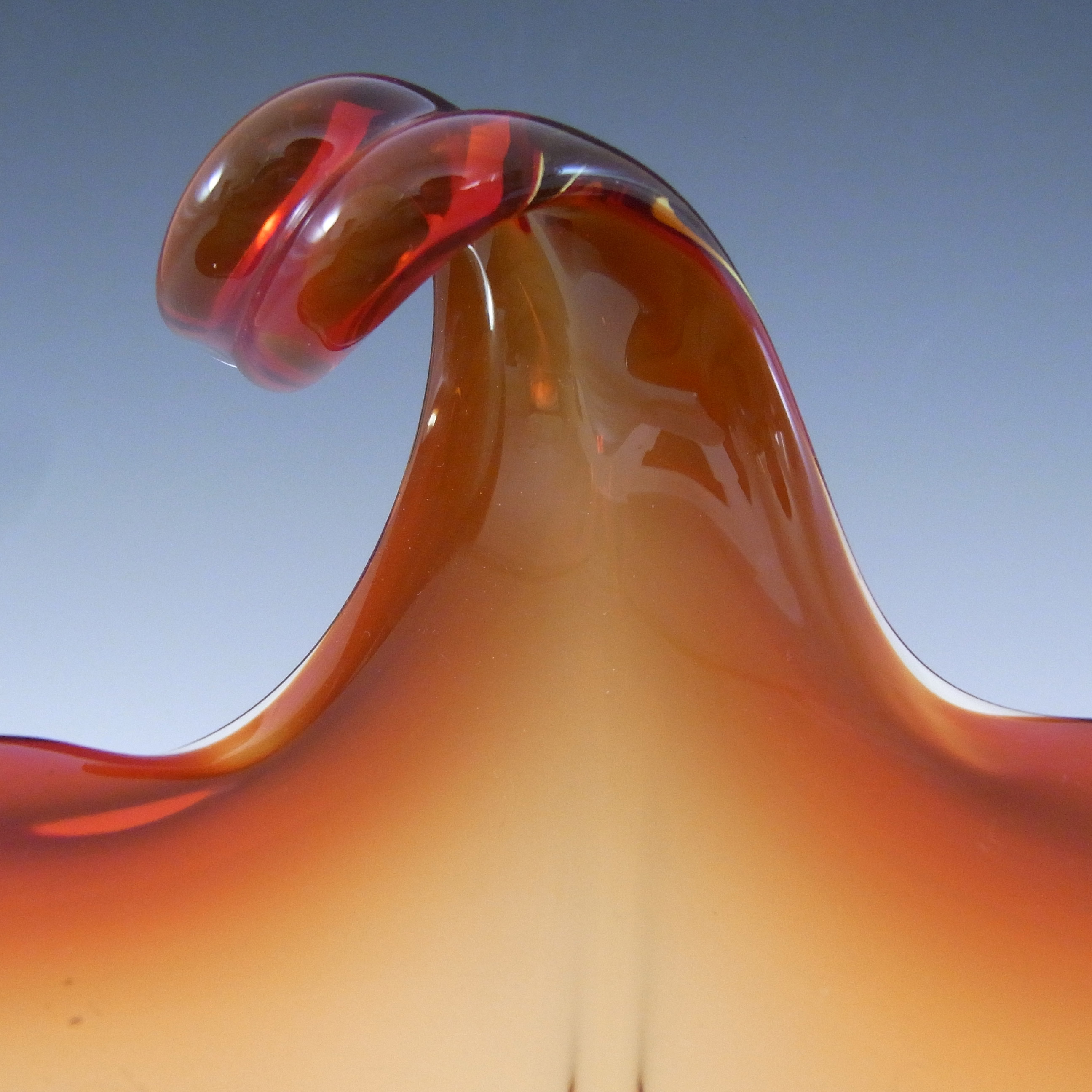 (image for) Cristallo Venezia CCC Murano Red & Amber Sommerso Glass Bowl - Click Image to Close