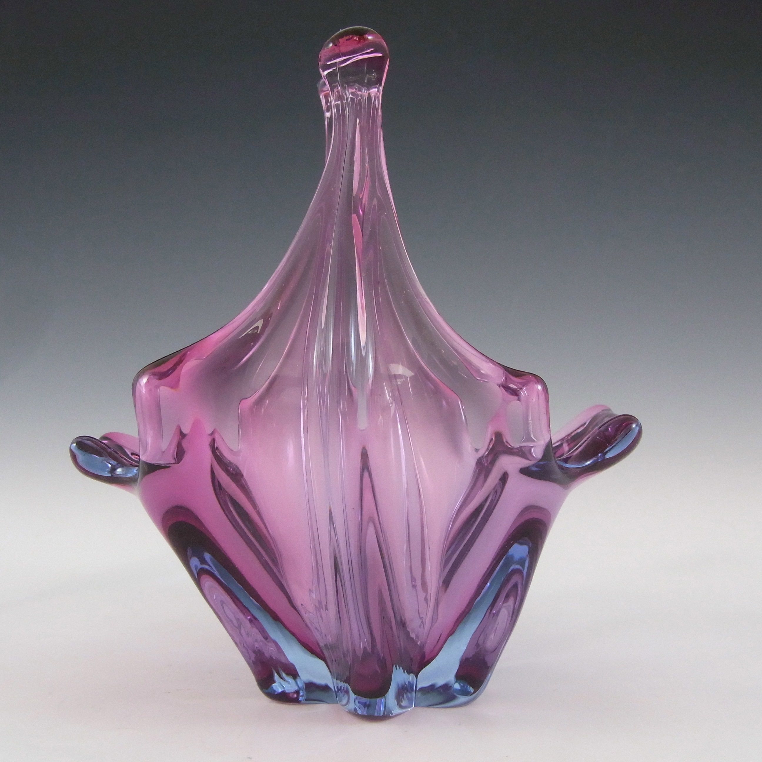 (image for) Murano / Venetian Purple & Blue Cased Glass Sculpture Bowl - Click Image to Close