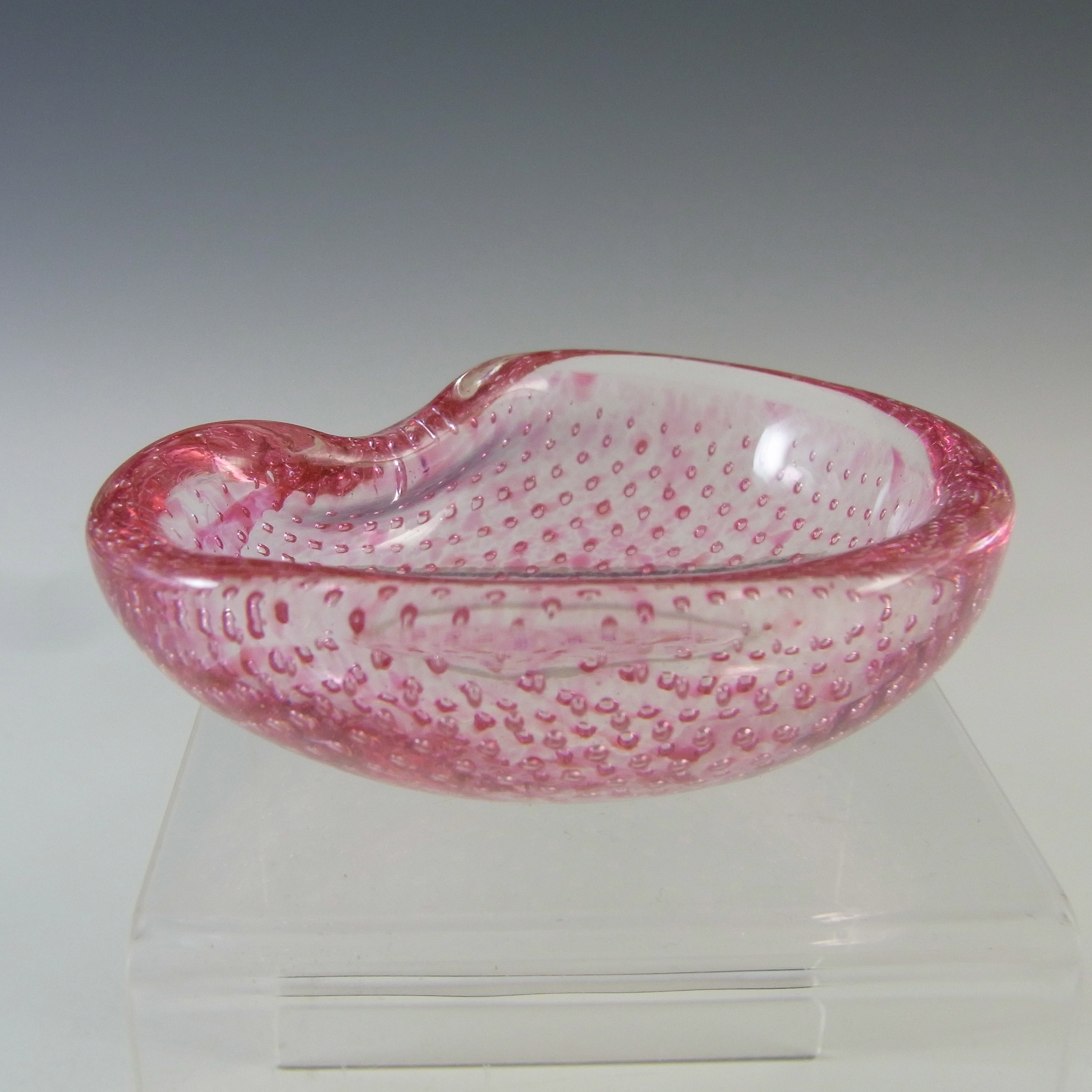 (image for) Archimede Seguso Murano Speckled Pink Glass Bubble Bowl - Click Image to Close