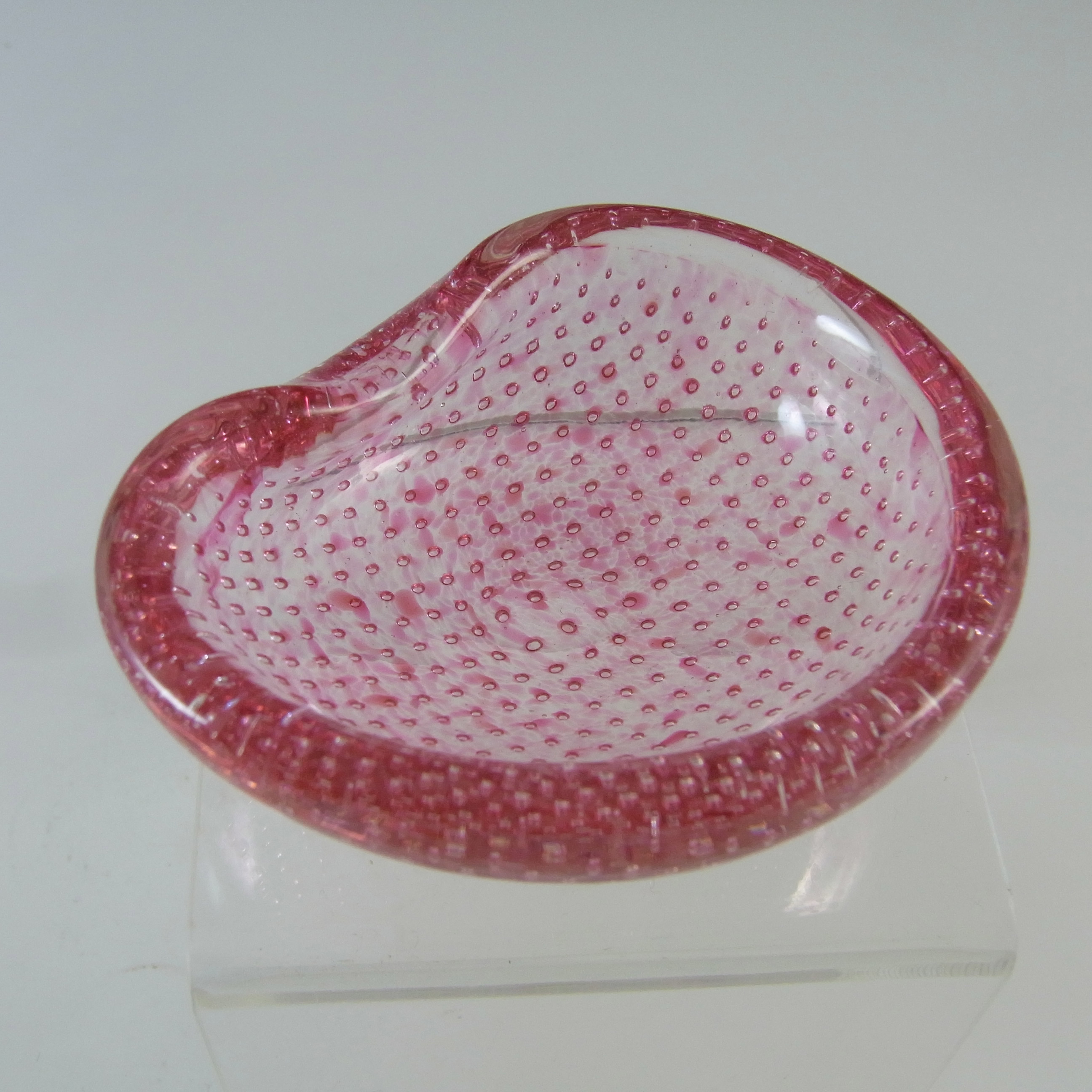 (image for) Archimede Seguso Murano Speckled Pink Glass Bubble Bowl - Click Image to Close