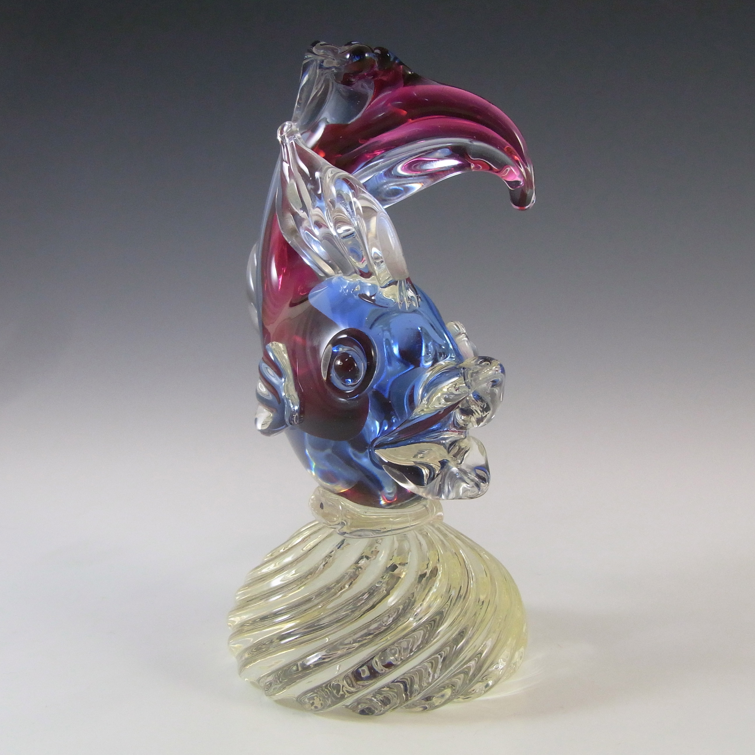 (image for) Artistica Murano CCC Vintage Purple & Blue Sommerso Glass Fish Figurine - Click Image to Close