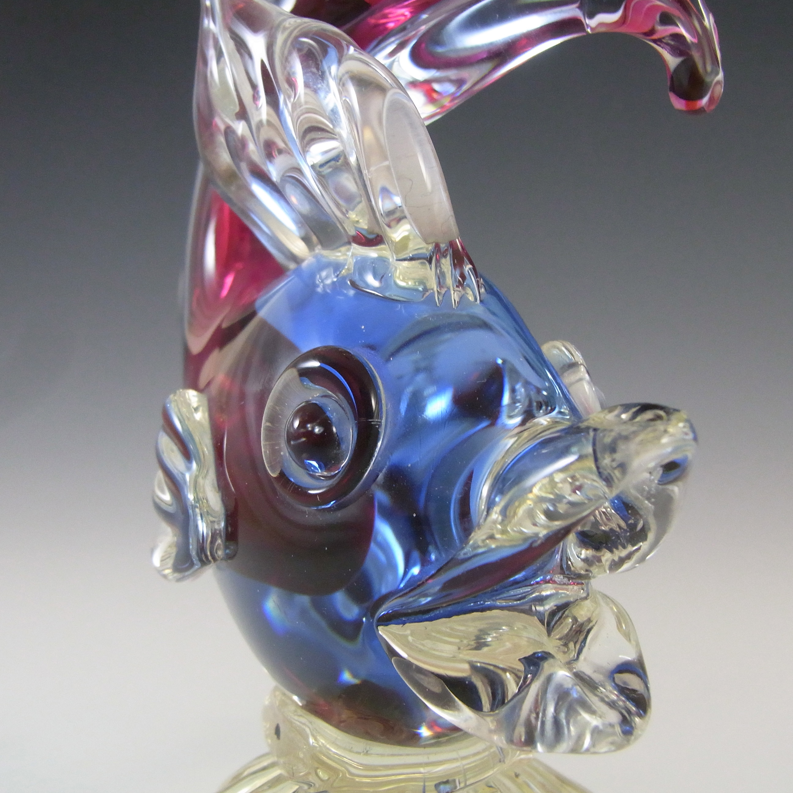 Artistica Murano CCC Vintage Purple & Blue Sommerso Glass Fish Figurine - Click Image to Close