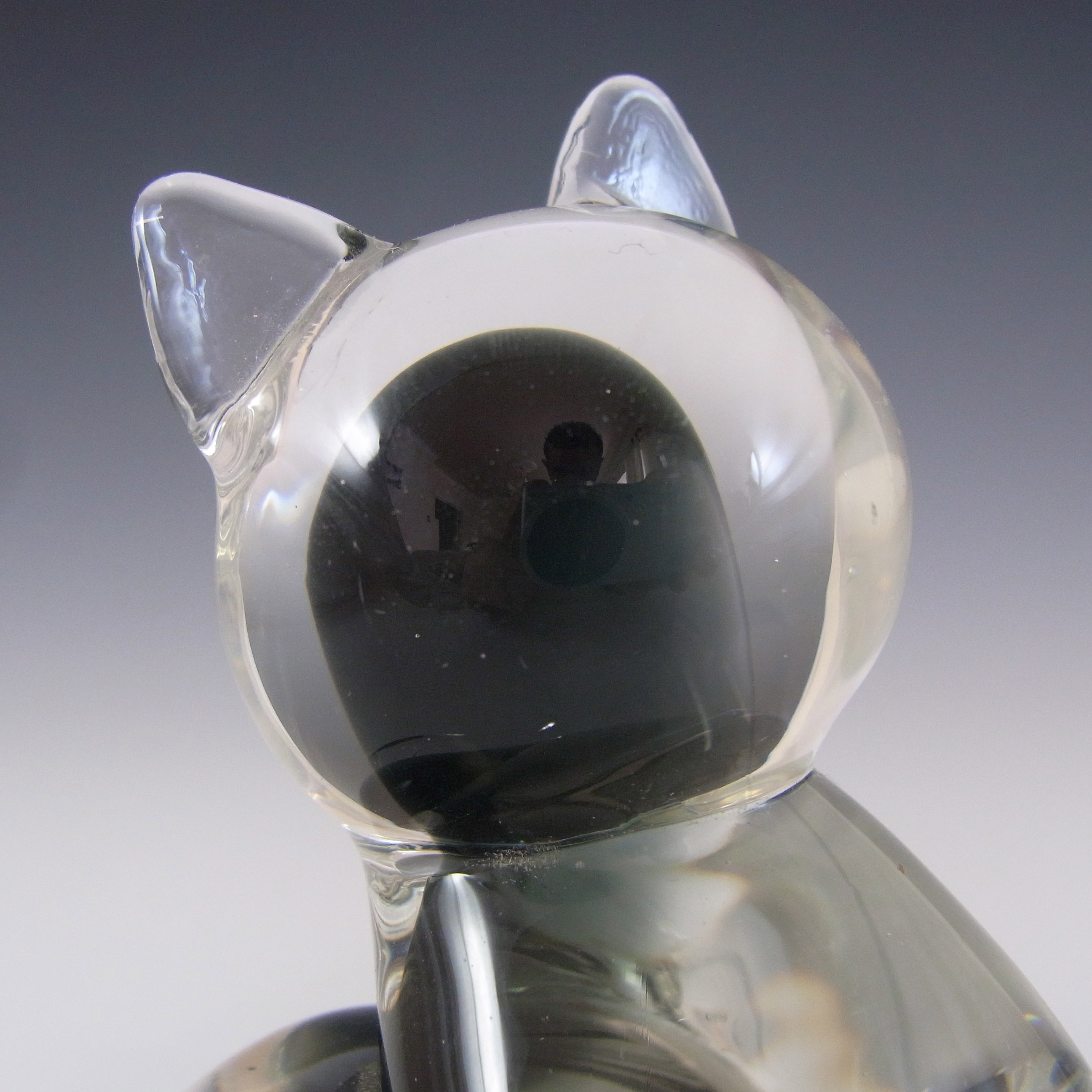 (image for) LABELLED V. Nason & Co Murano Black Glass Cat Sculpture - Click Image to Close
