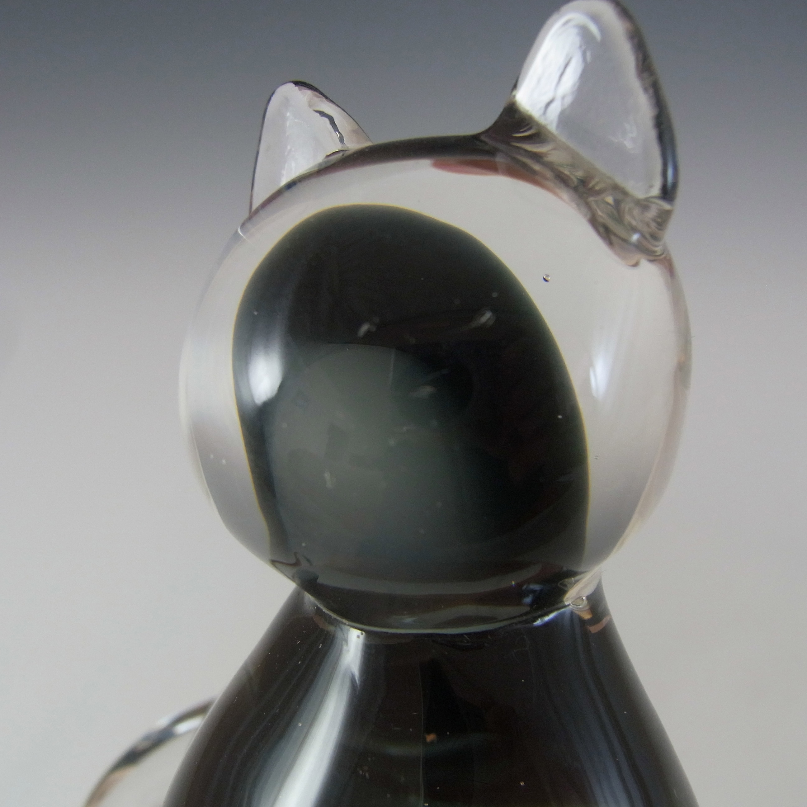 (image for) LABELLED V. Nason & Co Murano Black Glass Cat Sculpture - Click Image to Close