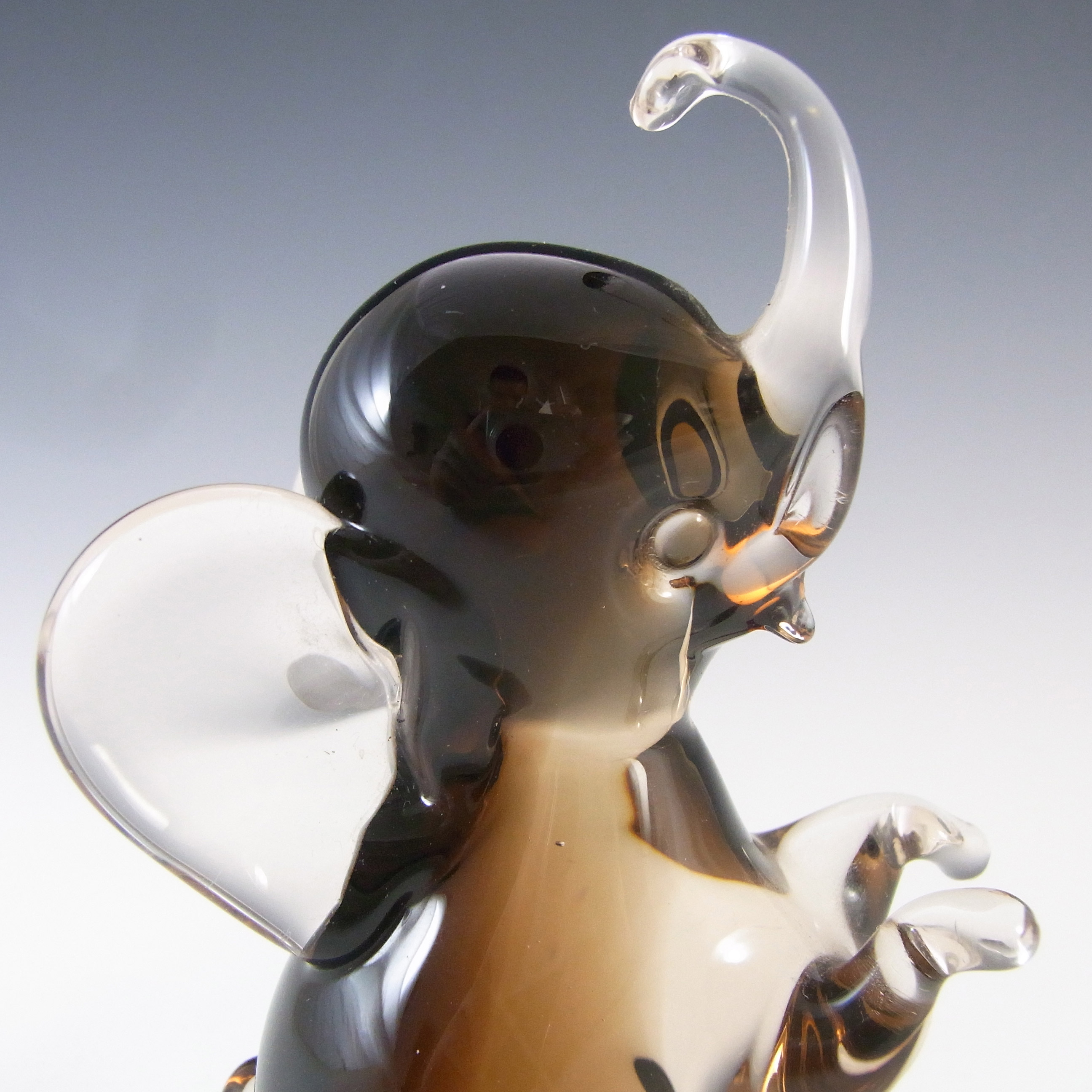(image for) LABELLED V. Nason & Co Murano Amber Glass Elephant Sculpture - Click Image to Close