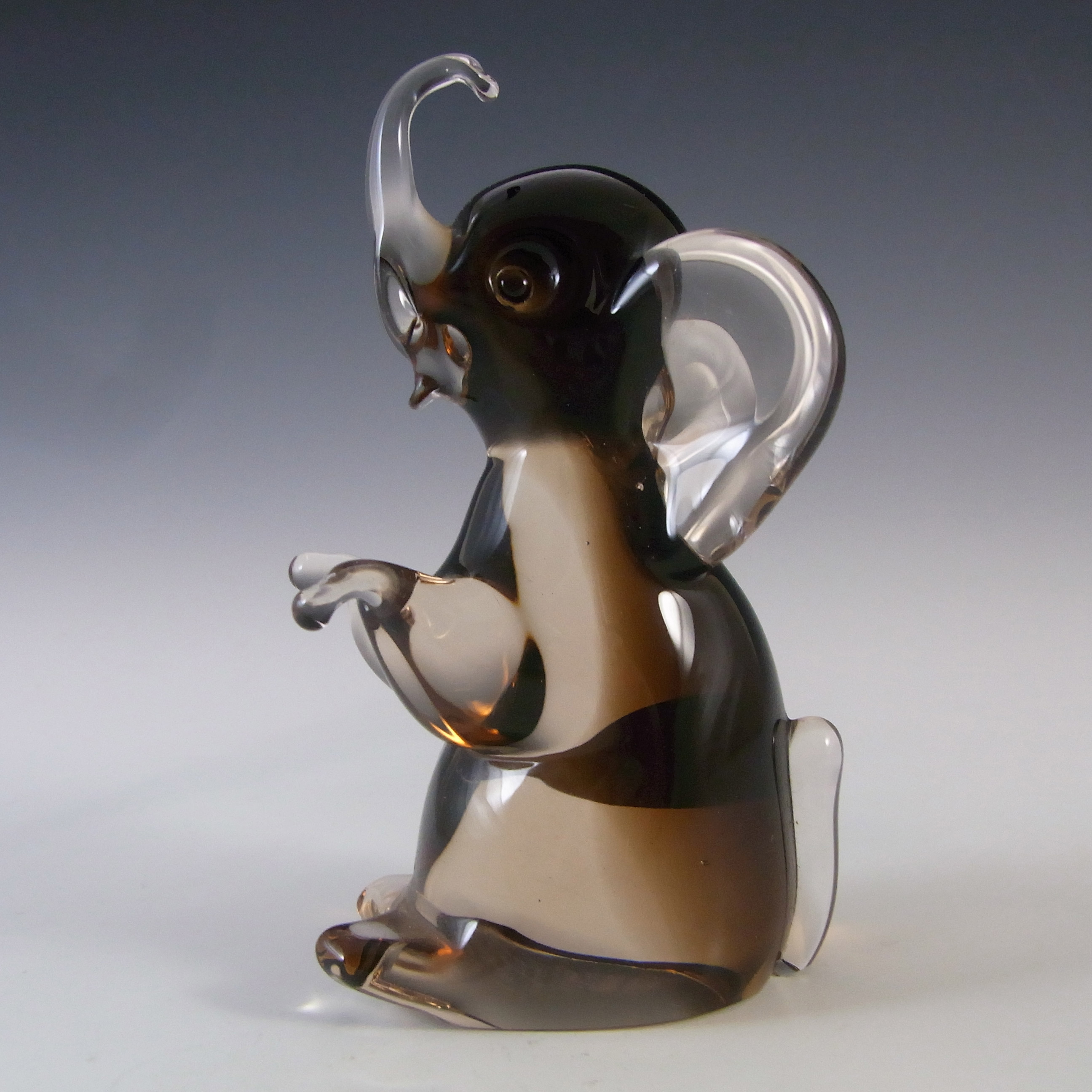LABELLED V. Nason & Co Murano Amber Glass Elephant Sculpture - Click Image to Close
