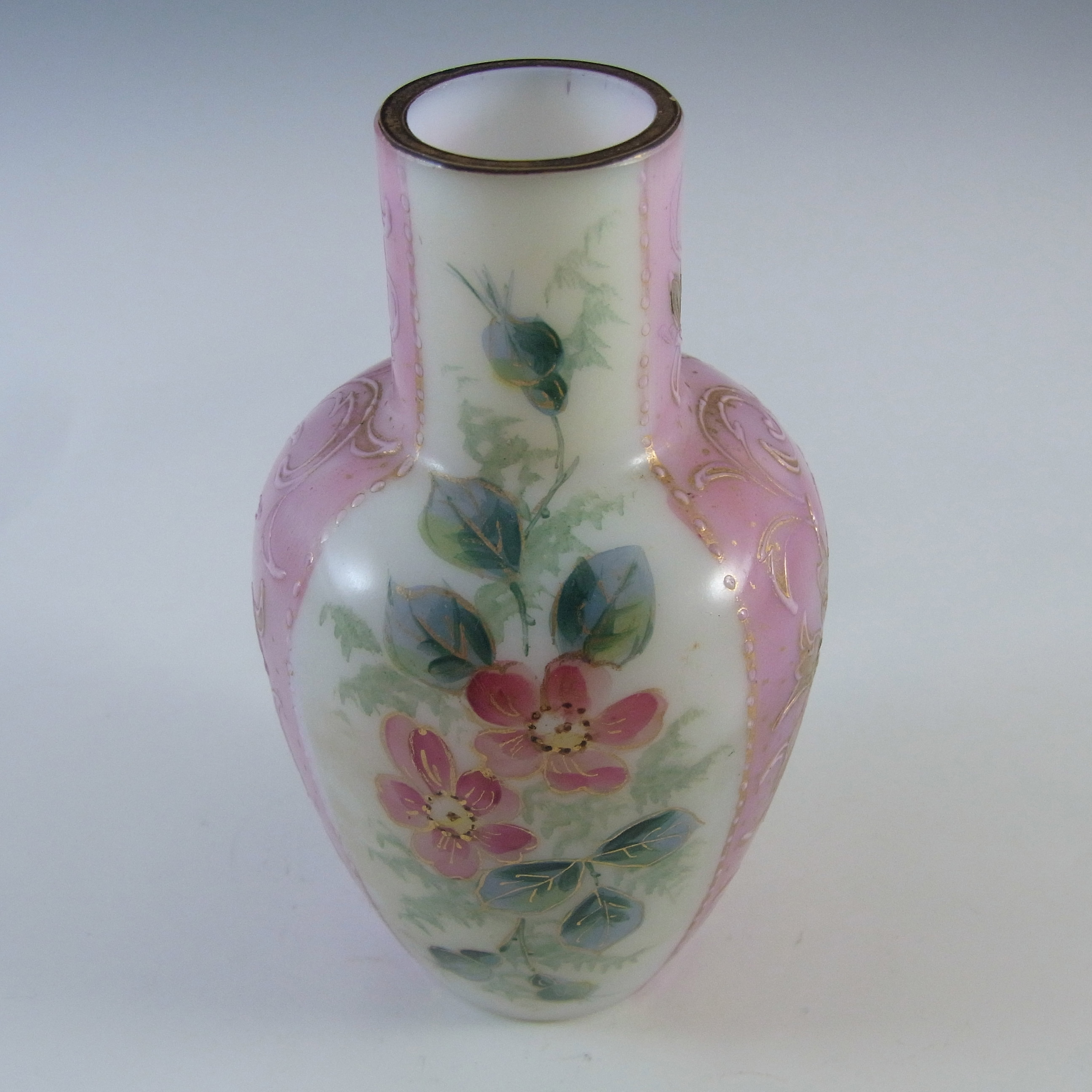 (image for) Harrach Victorian Hand Painted/Enamelled 'Moroccan Ware' Glass Vase - Click Image to Close