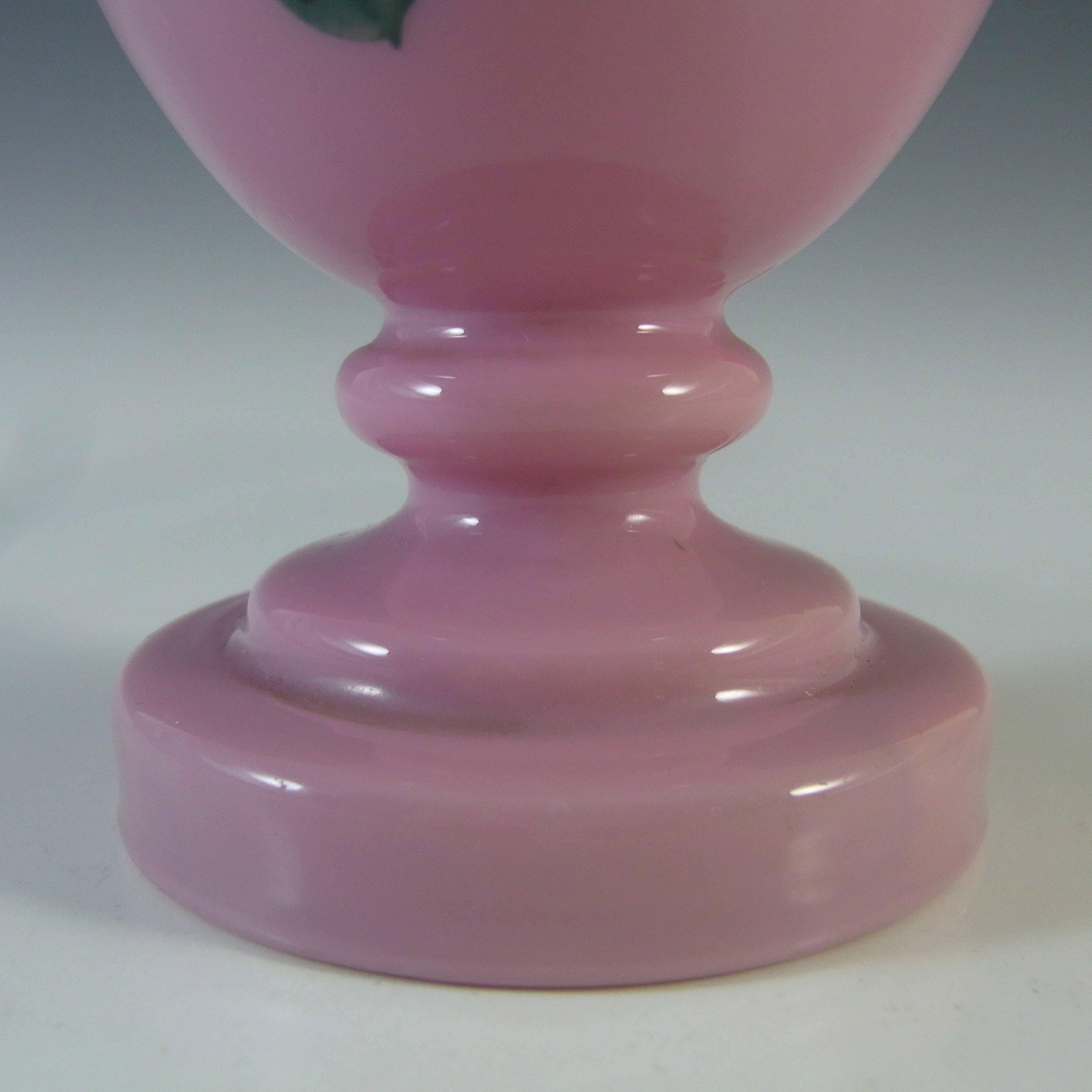 (image for) Victorian Hand Painted / Enamelled Opaque Pink Glass Vase - Click Image to Close
