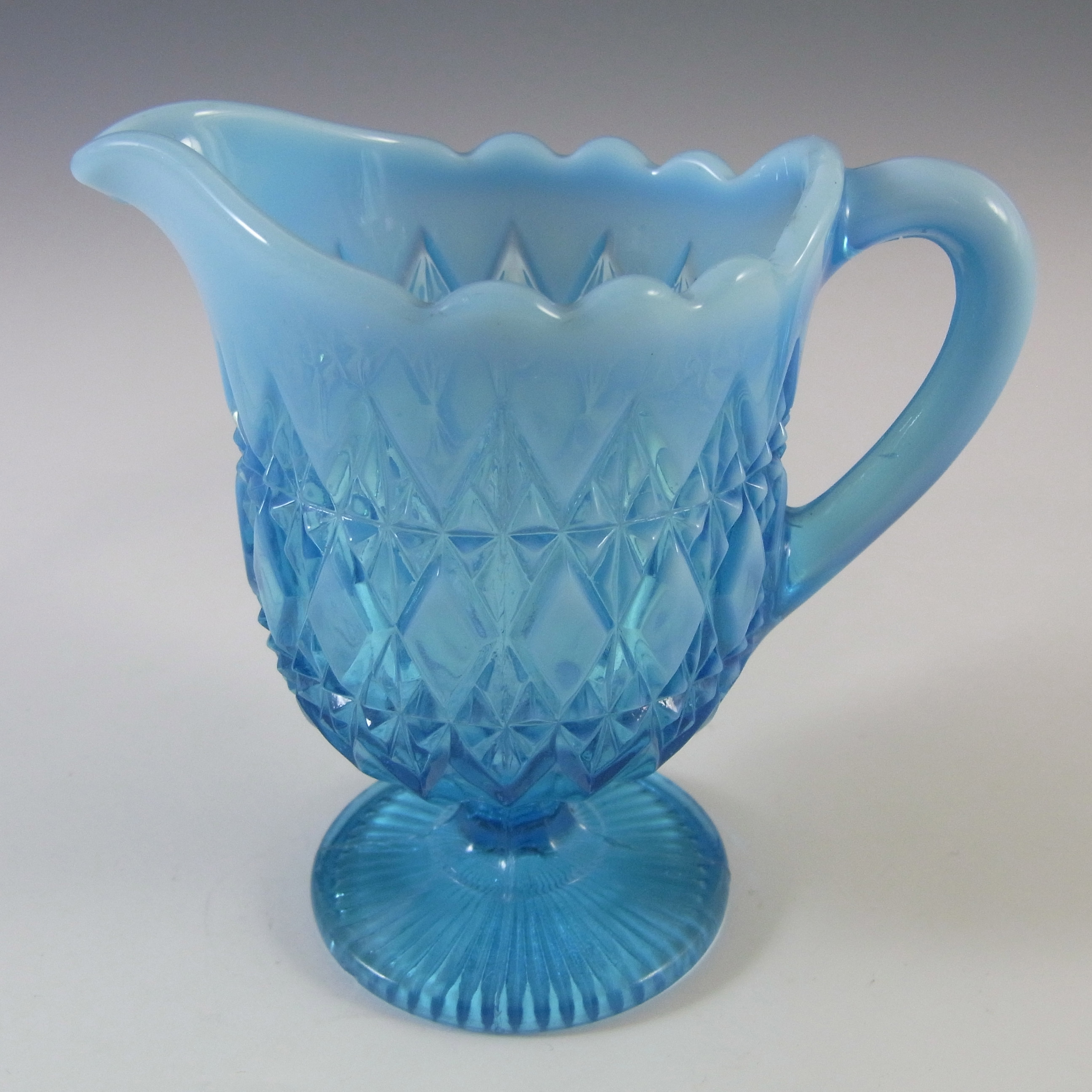 Davidson Blue Pearline Glass 'Prince William' Jug / Creamer - Click Image to Close