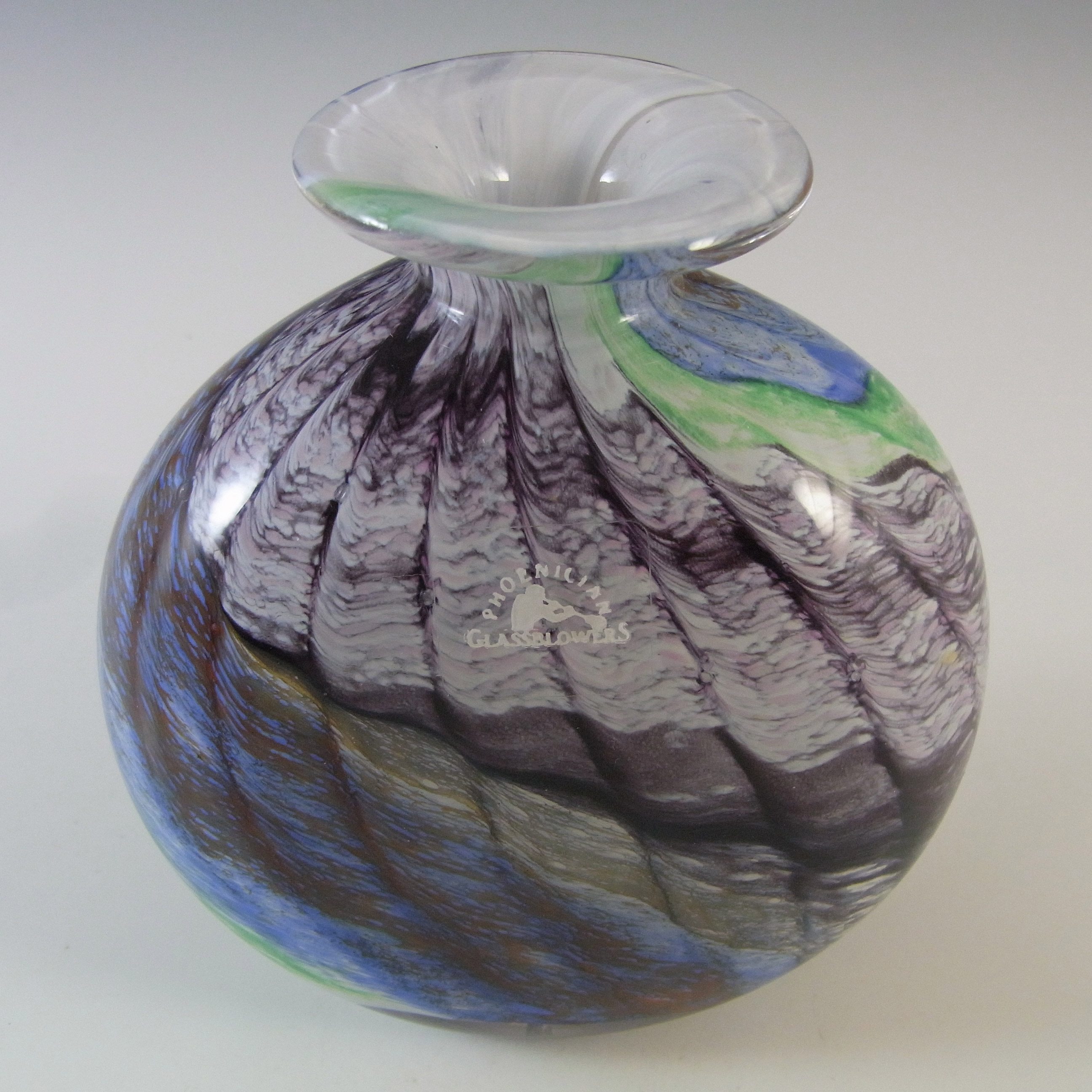 (image for) SIGNED & LABELLED Phoenician Vintage Multicoloured Glass Vase - Click Image to Close