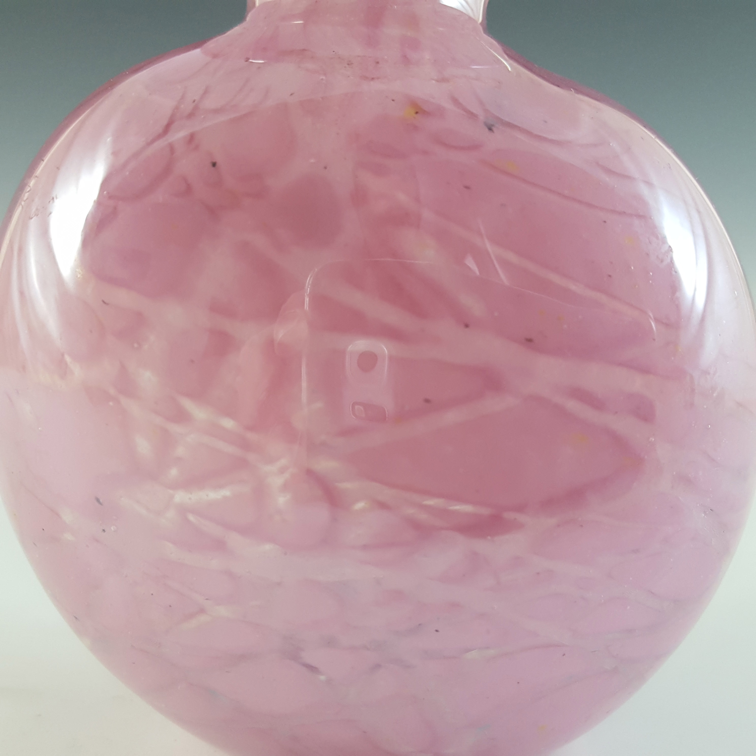 (image for) Vintage Pink Speckled Patchwork Glass Miniature Vase - Click Image to Close
