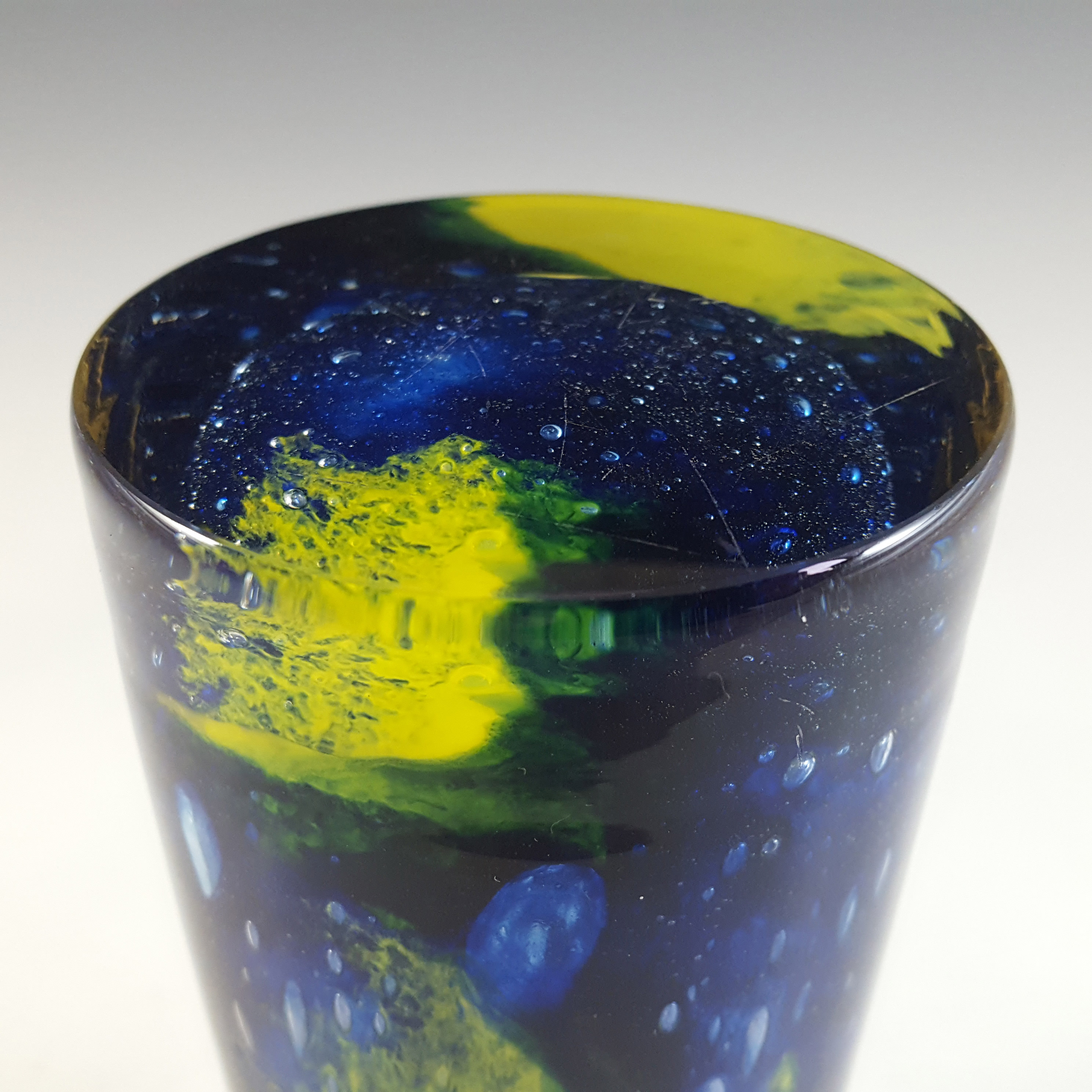 Prachen Blue & Yellow Glass 'Flora' Vase by Frantisek Koudelka - Click Image to Close