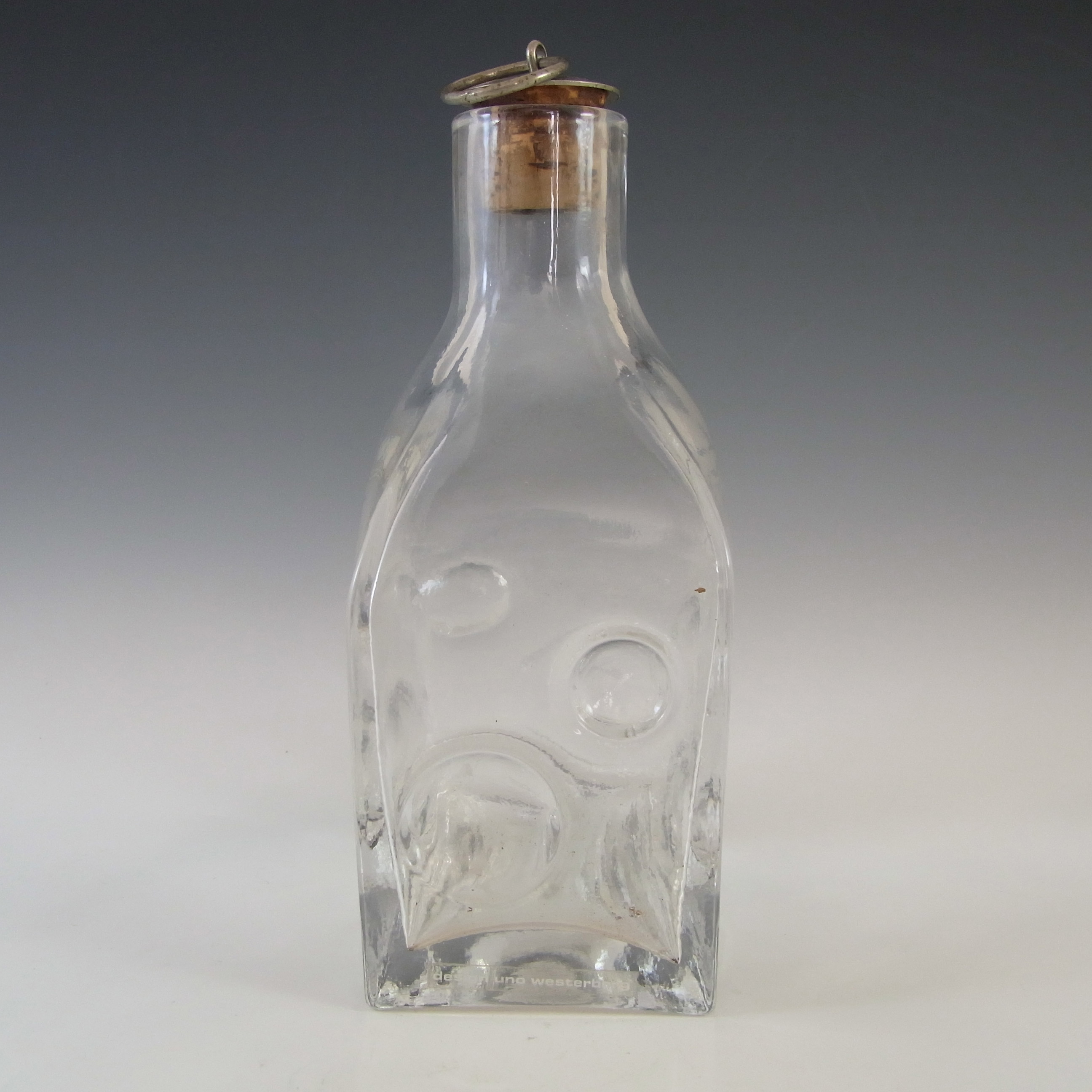 (image for) LABELLED Pukeberg Swedish Vintage Glass Flask / Bottle - Click Image to Close