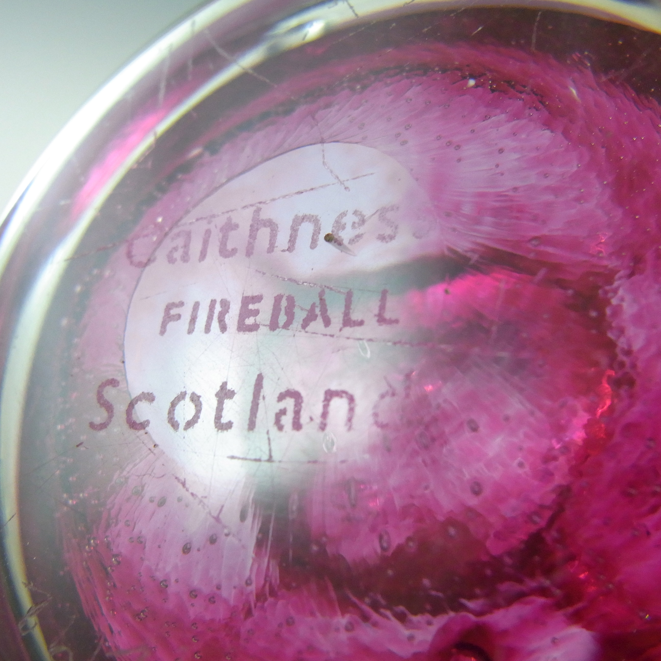 (image for) MARKED Caithness Vintage Pink Glass "Fireball" Paperweight - Click Image to Close