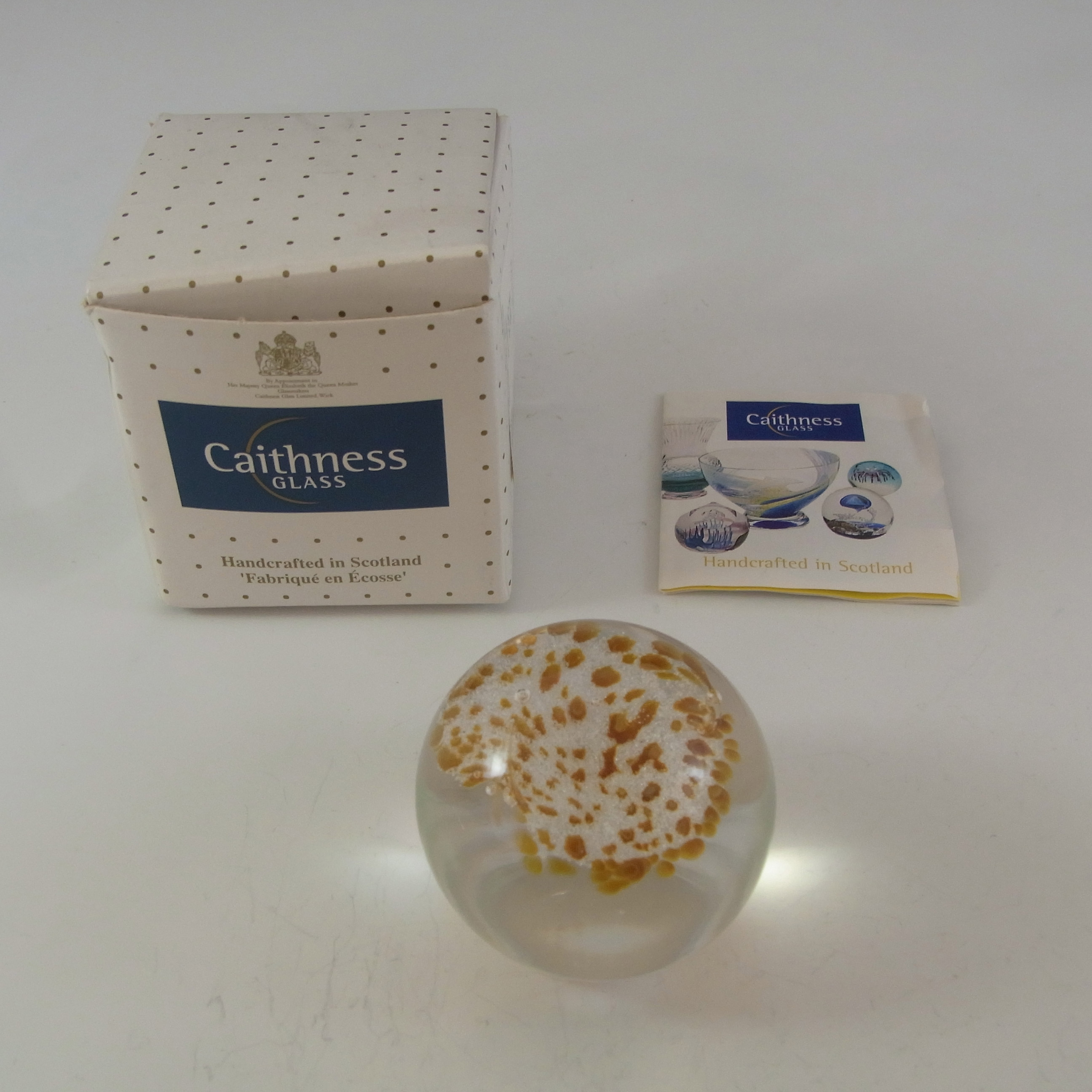BOXED & MARKED Caithness Gold Glass "Wisp" Paperweight - Click Image to Close