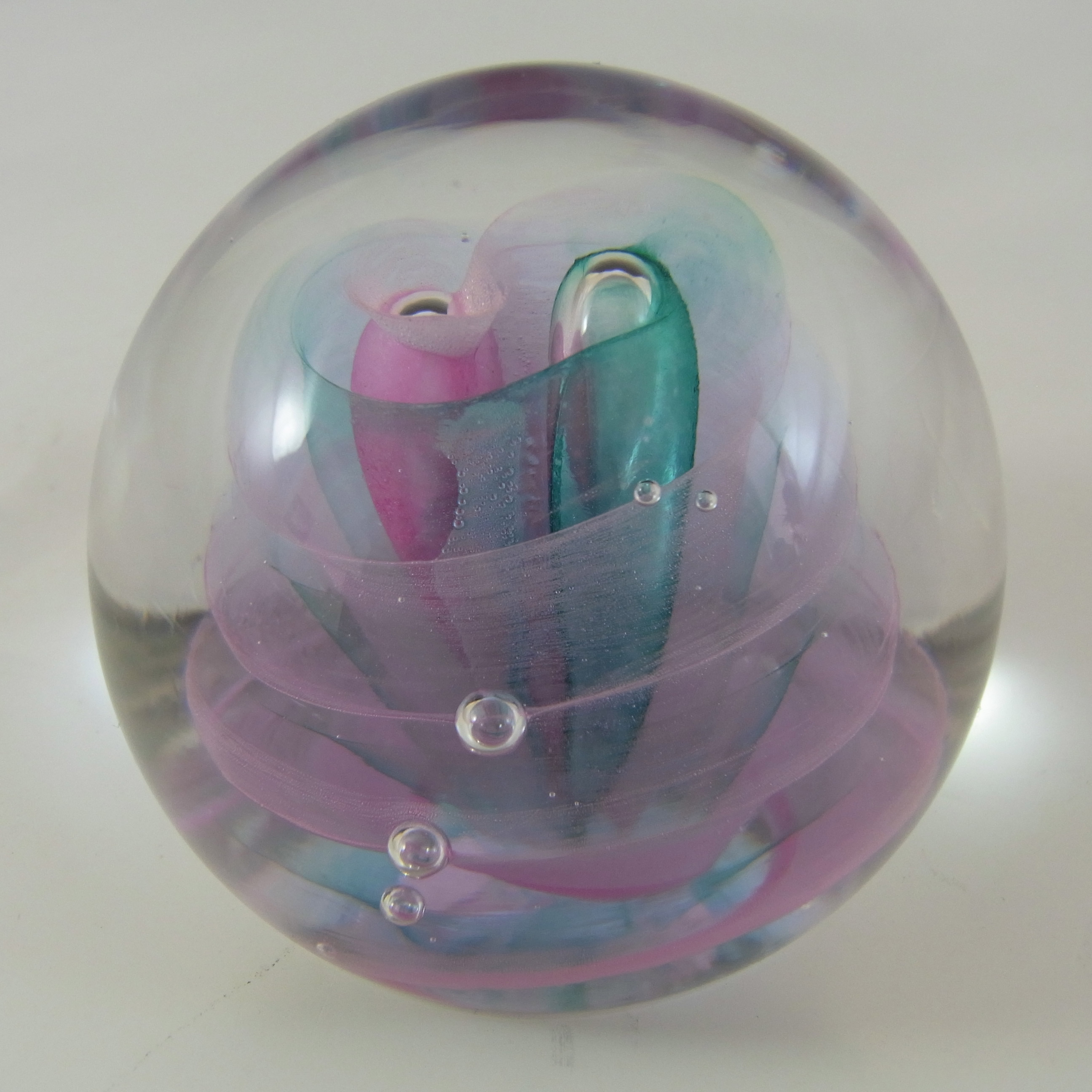 (image for) MARKED Caithness Pink & Turquoise Glass "Twirl" Paperweight - Click Image to Close
