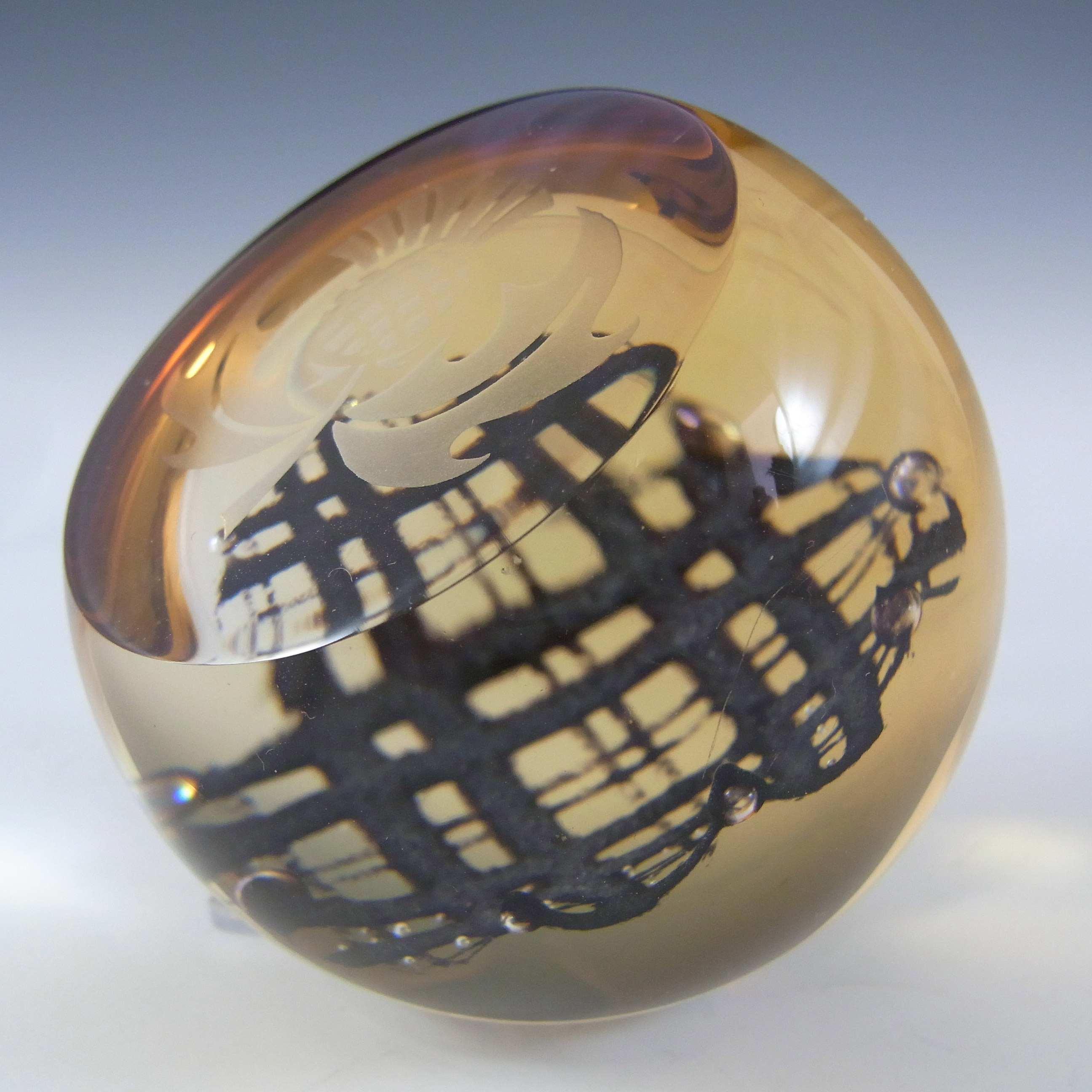 Caithness Amber Glass "Brave Heart" Paperweight - Marked - Click Image to Close
