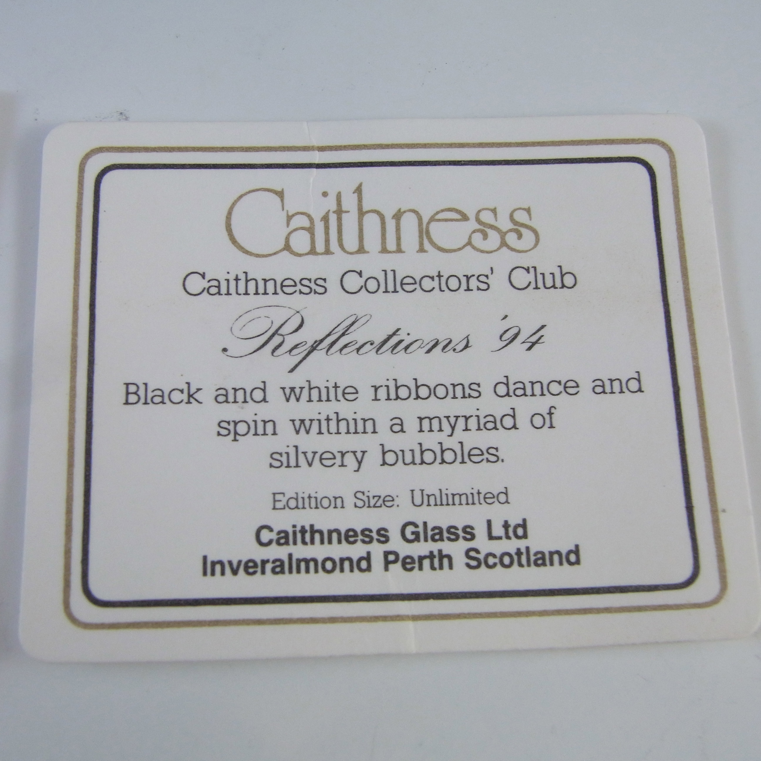 BOXED Caithness Black & White Glass "Reflections '94" Paperweight - Click Image to Close